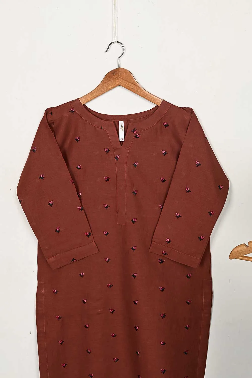 STP-143B-Rust - 2PC COTTON EMBROIDERED STITCHED