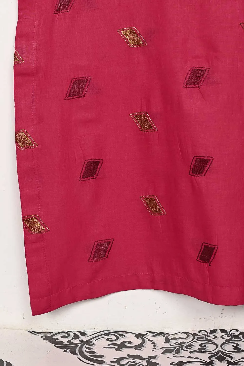 STP-144B-Fuchsia - 2PC COTTON EMBROIDERED STITCHED