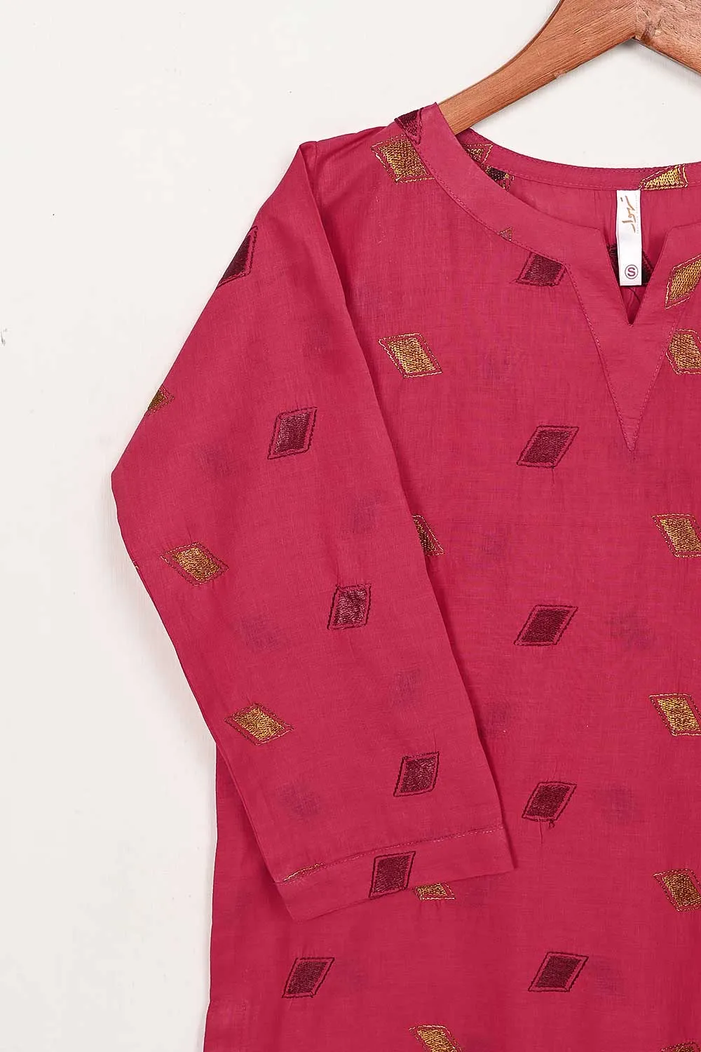 STP-144B-Fuchsia - 2PC COTTON EMBROIDERED STITCHED