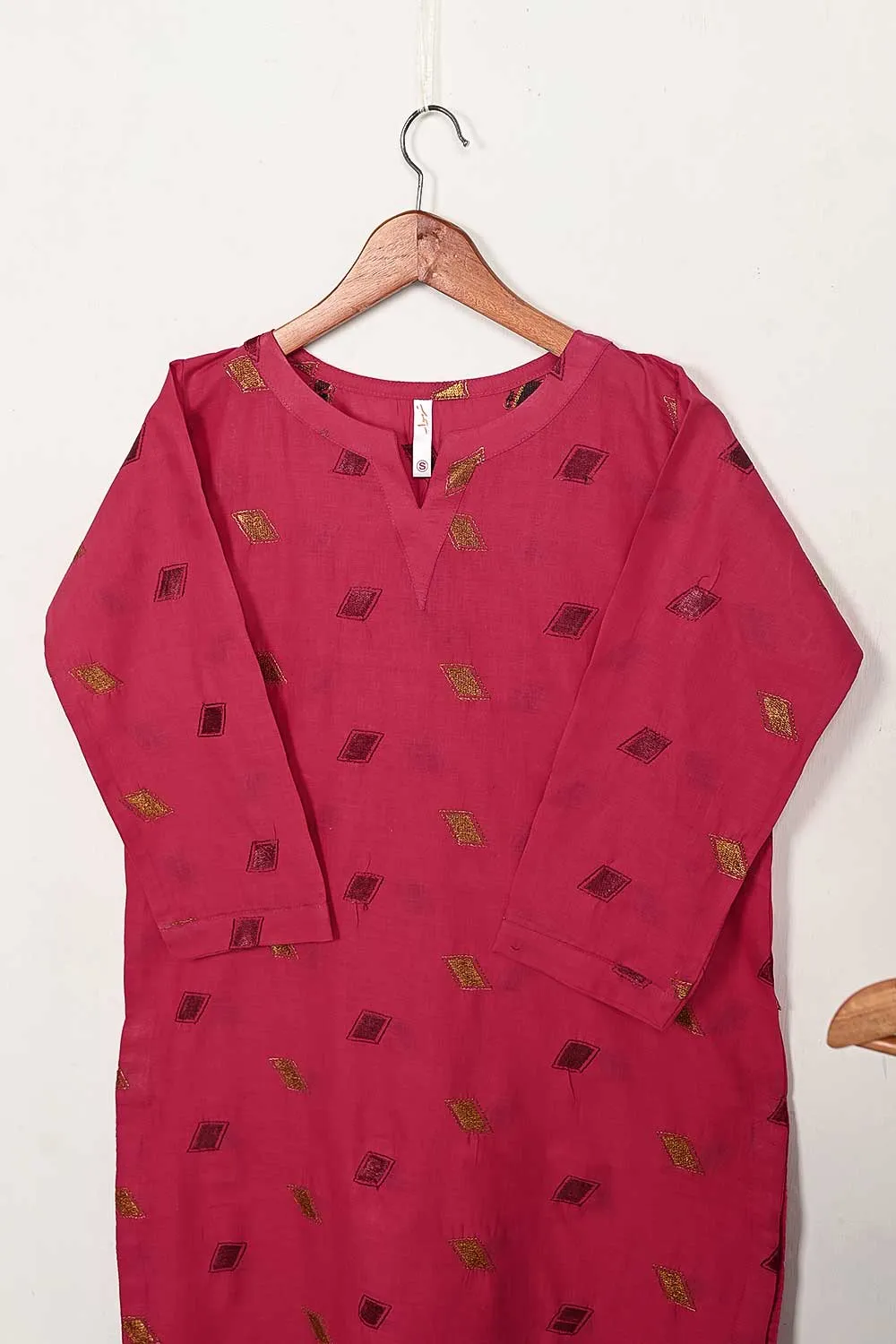 STP-144B-Fuchsia - 2PC COTTON EMBROIDERED STITCHED