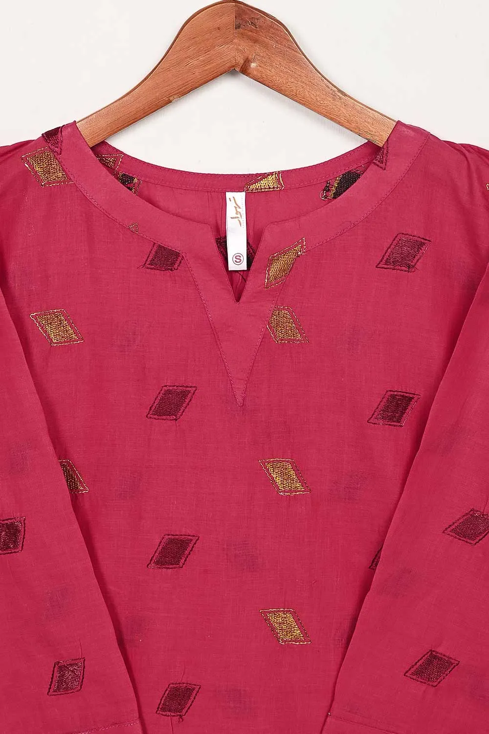 STP-144B-Fuchsia - 2PC COTTON EMBROIDERED STITCHED
