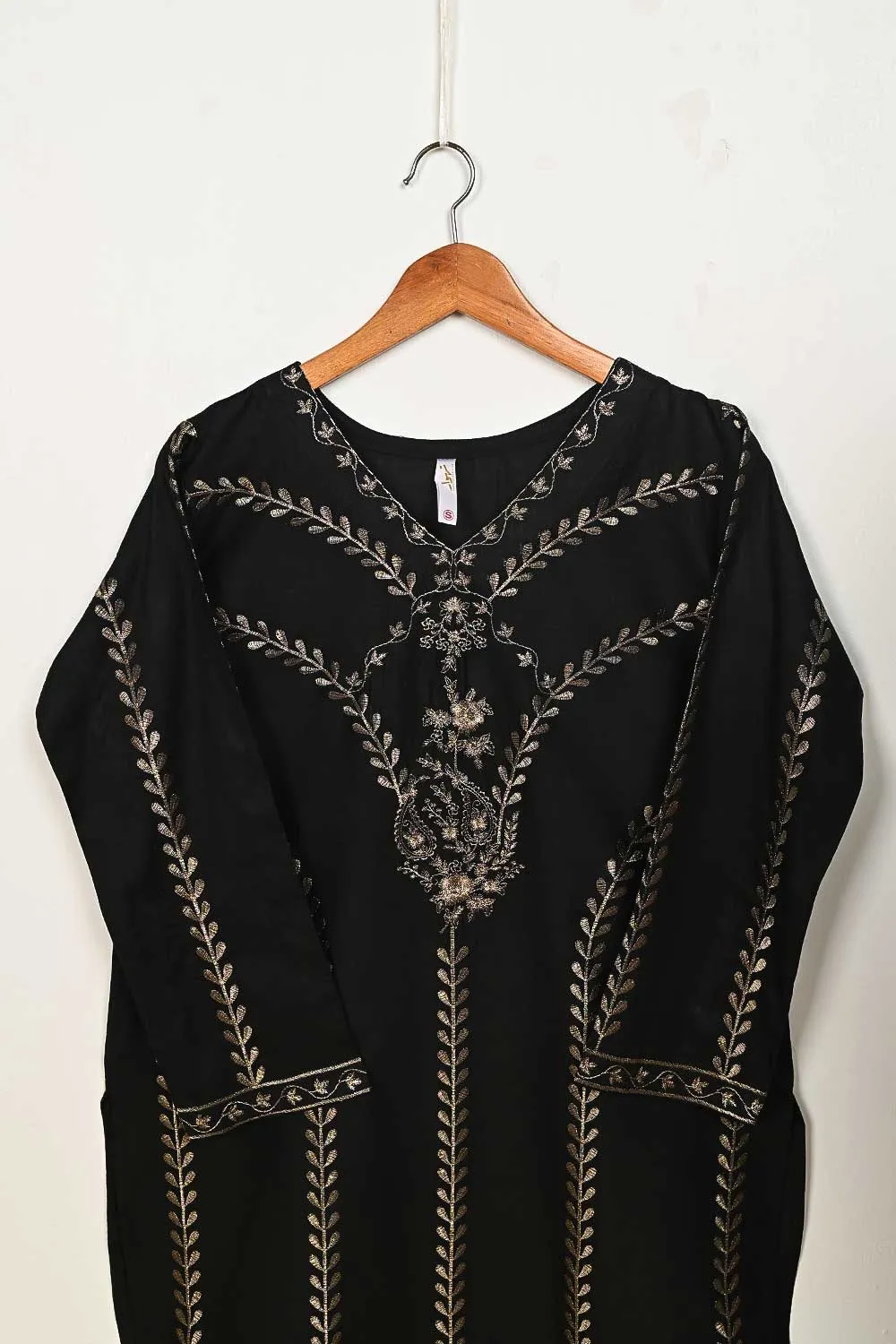 STP-149B-Black - 2PC COTTON EMBROIDERED STITCHED