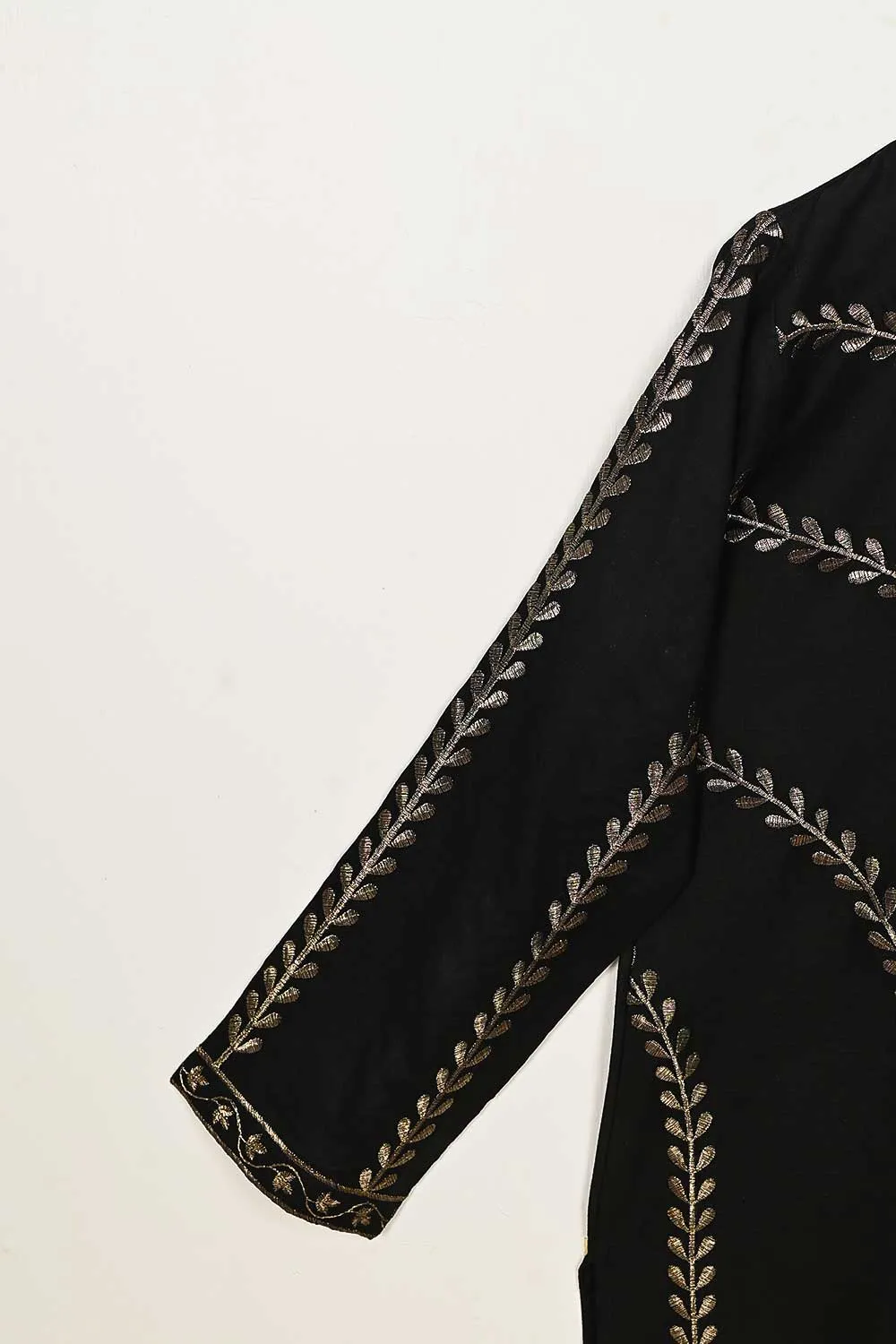 STP-149B-Black - 2PC COTTON EMBROIDERED STITCHED