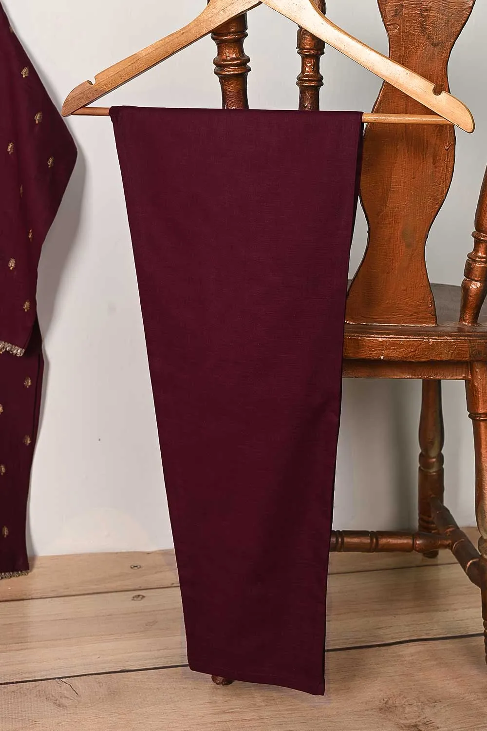 STP-165B-Maroon - 2PC COTTON EMBROIDERED STITCHED