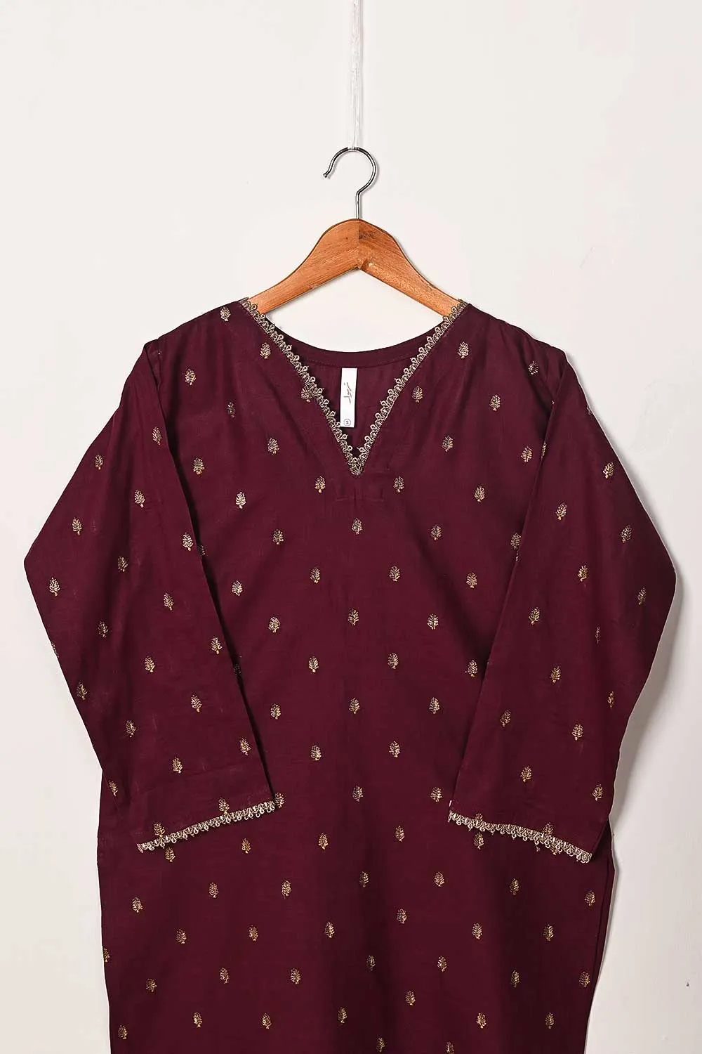 STP-165B-Maroon - 2PC COTTON EMBROIDERED STITCHED