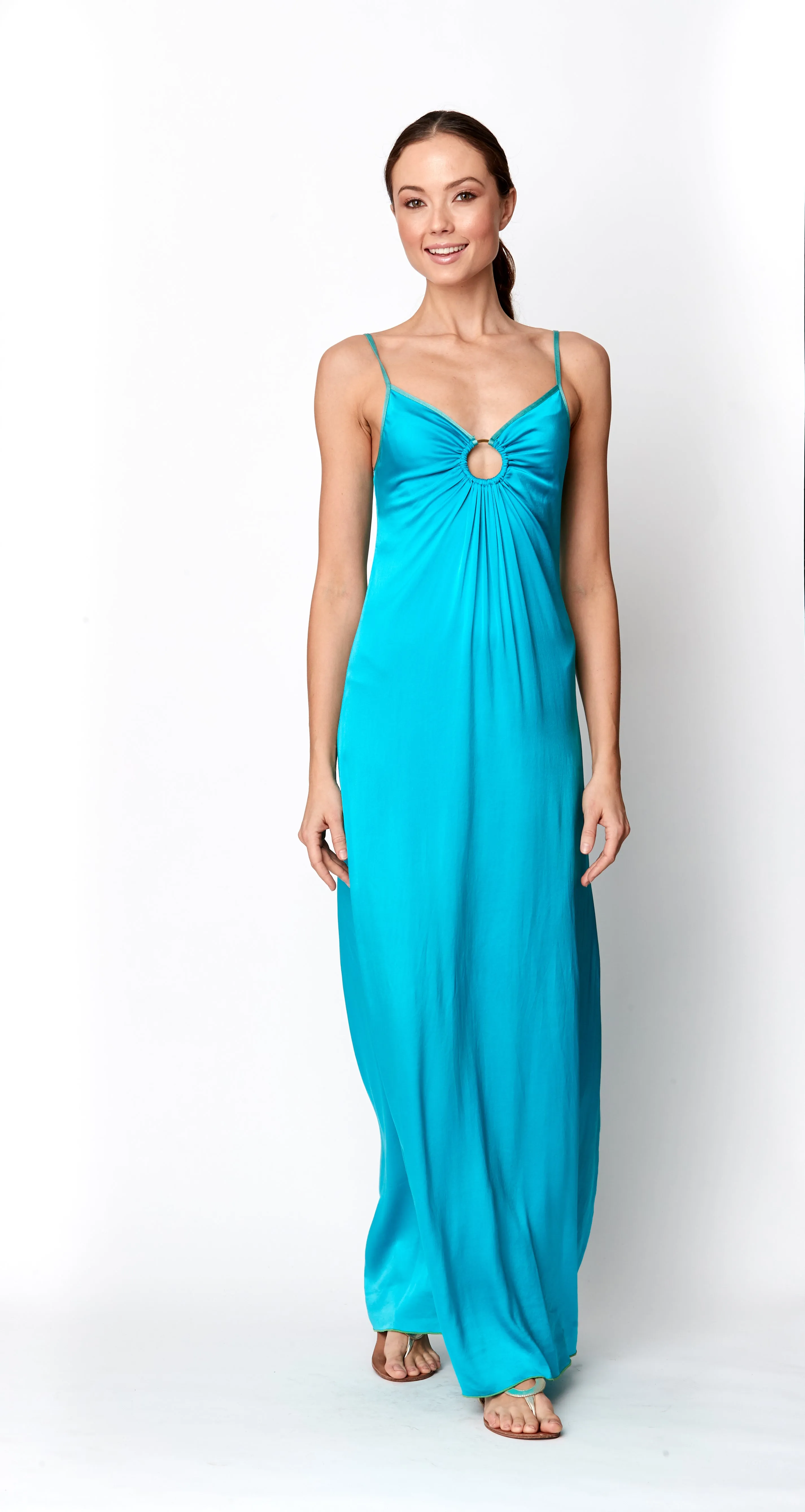 Stretch Silk Keyhole Dress
