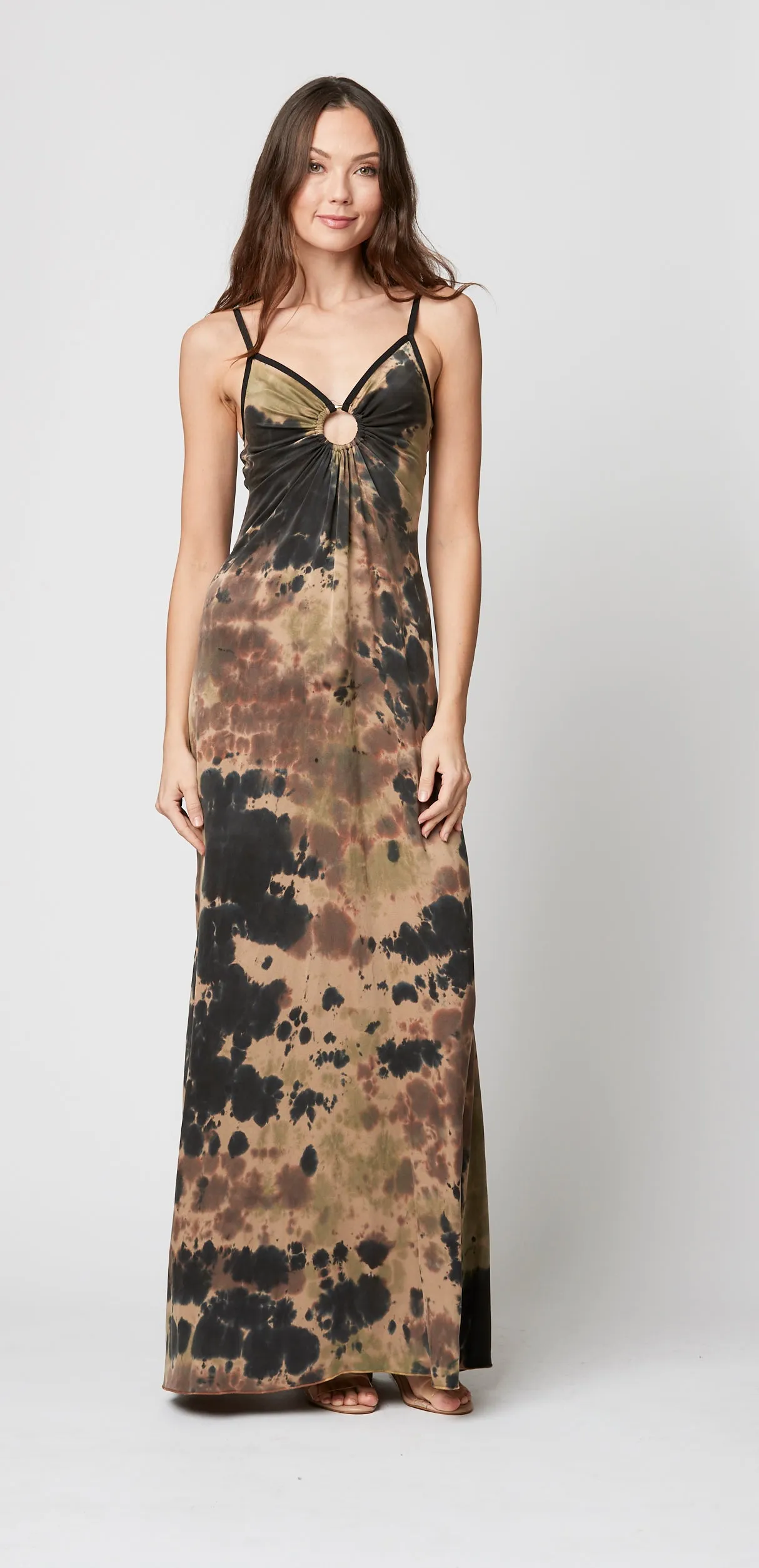 Stretch Silk Keyhole Dress