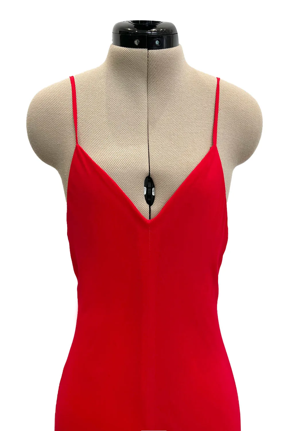 Superb Spring 1977 Halston Runway Bias Cut red Silk Chiffon Dress w Original Cape Shawl