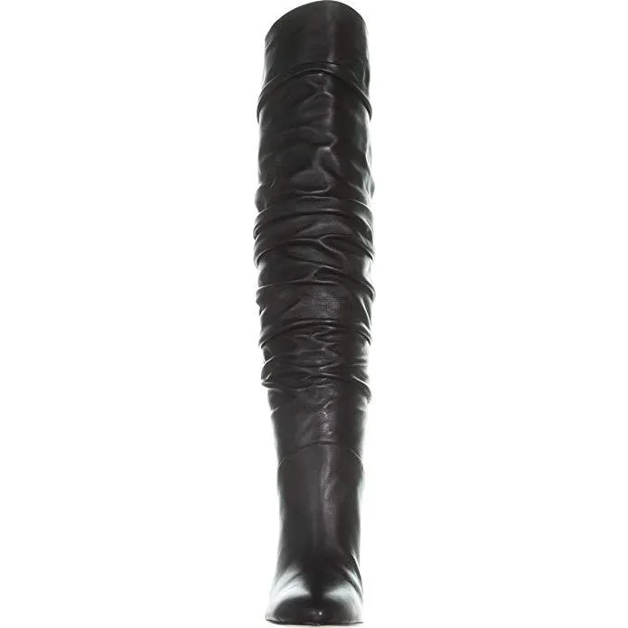 Tabithaa Leather Ruched Knee-High Boots