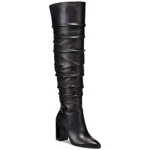 Tabithaa Leather Ruched Knee-High Boots