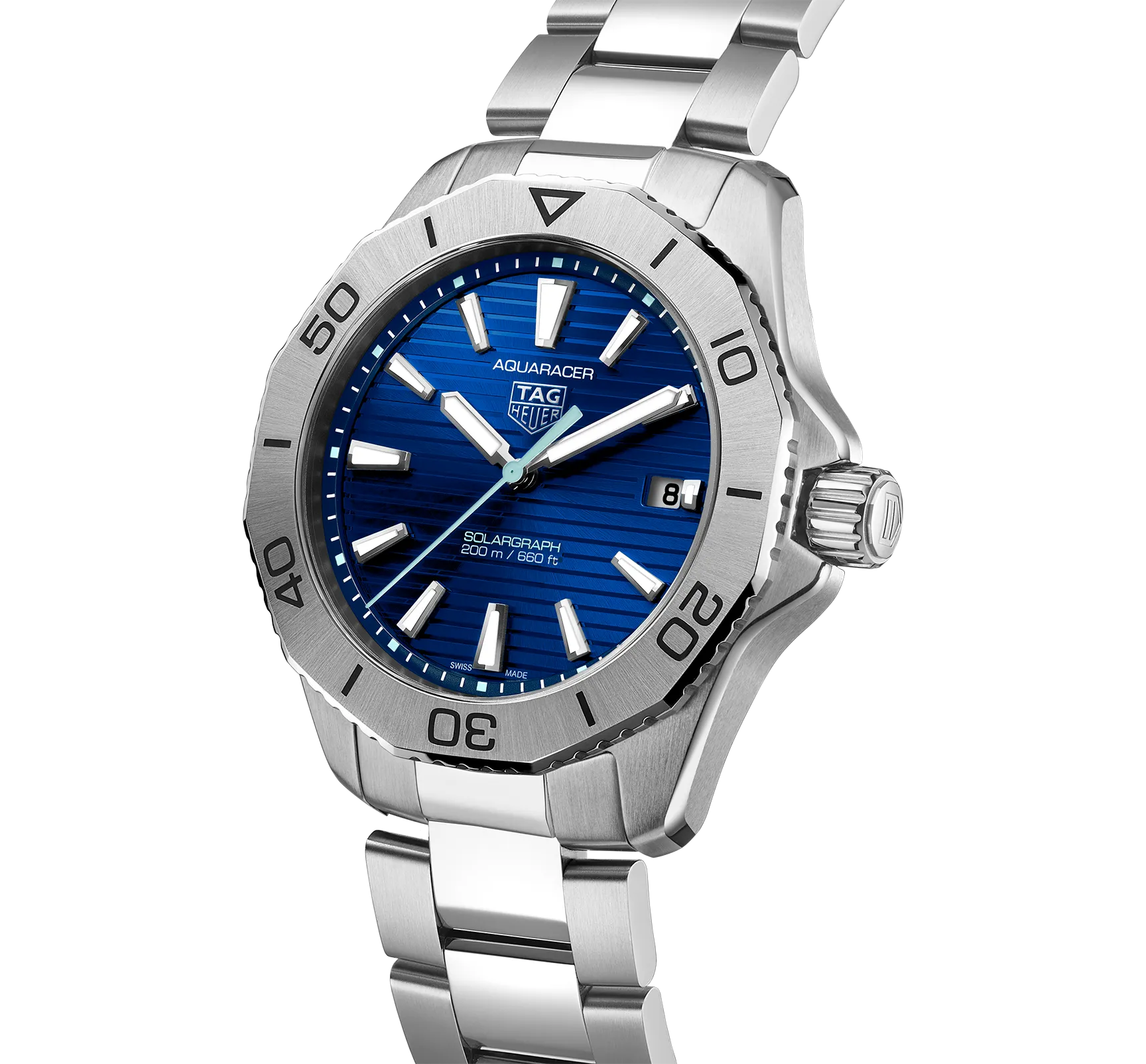 TAG Heuer Aquaracer Professional 200 Solargraph Watch with a Blue Dial