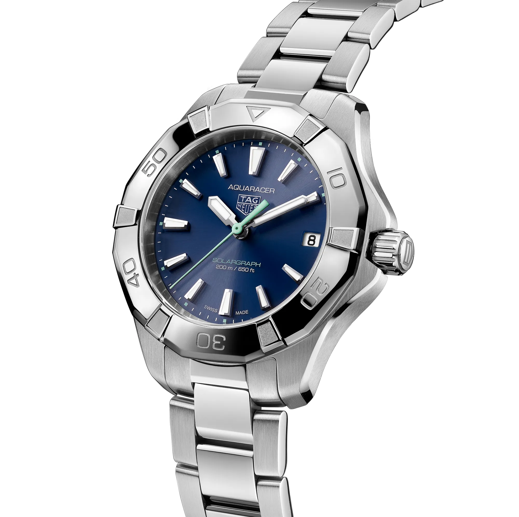 TAG Heuer Aquaracer Professional 200 Solargraph Watch with Blue Sunray Brushed Dial
