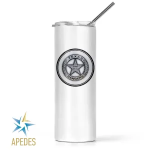 Texas Ranger Badge Stainless Steel Skinny Tumbler 20 OZ