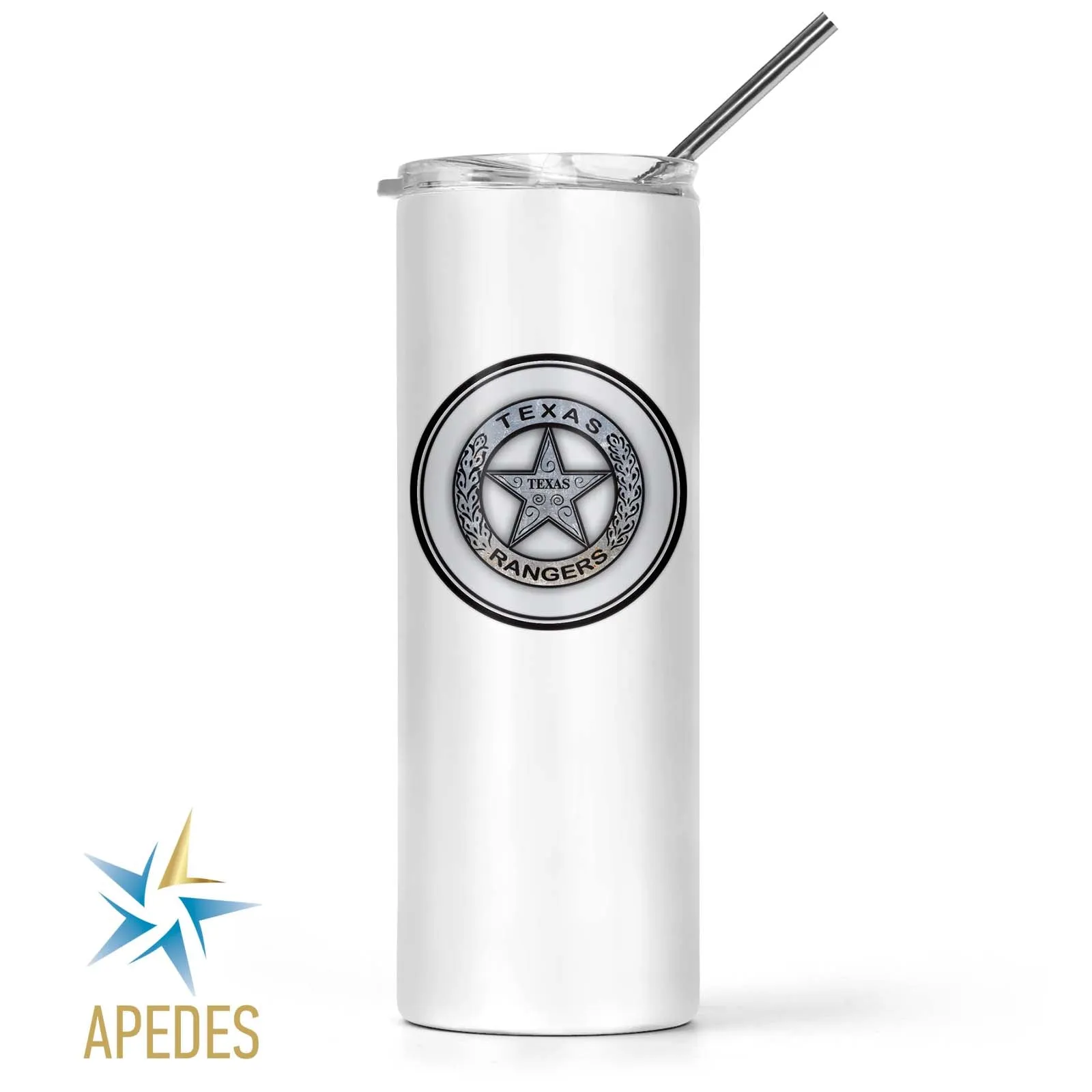 Texas Ranger Badge Stainless Steel Skinny Tumbler 20 OZ