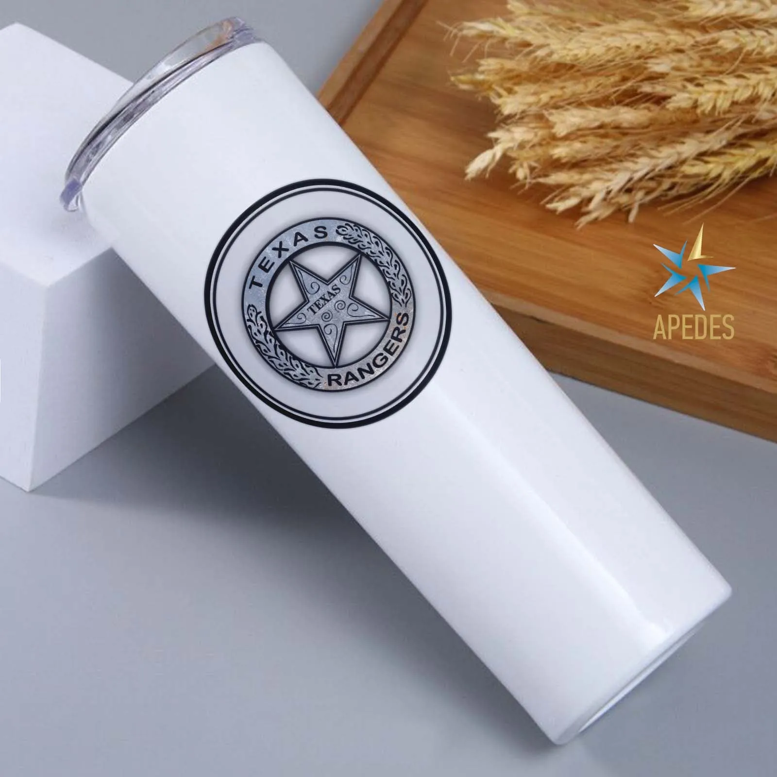 Texas Ranger Badge Stainless Steel Skinny Tumbler 20 OZ