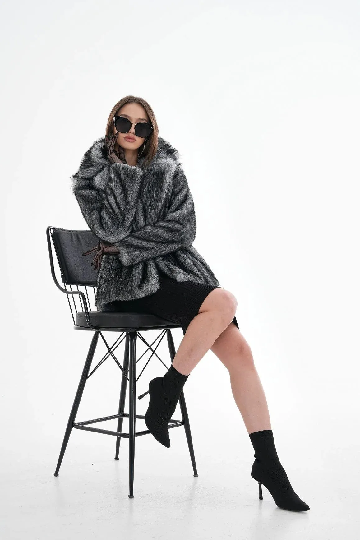 Textured Faux Fur Jacket