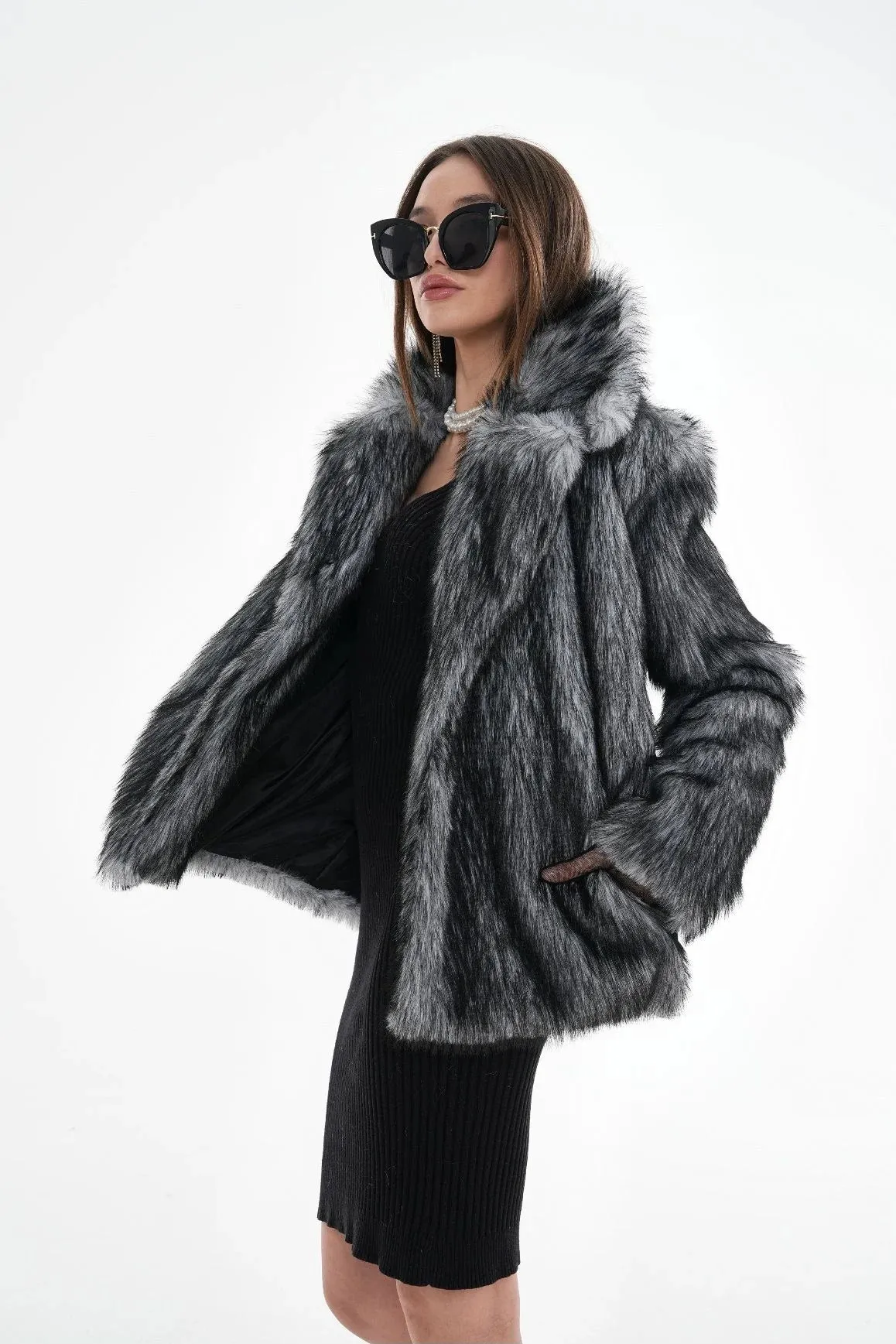 Textured Faux Fur Jacket