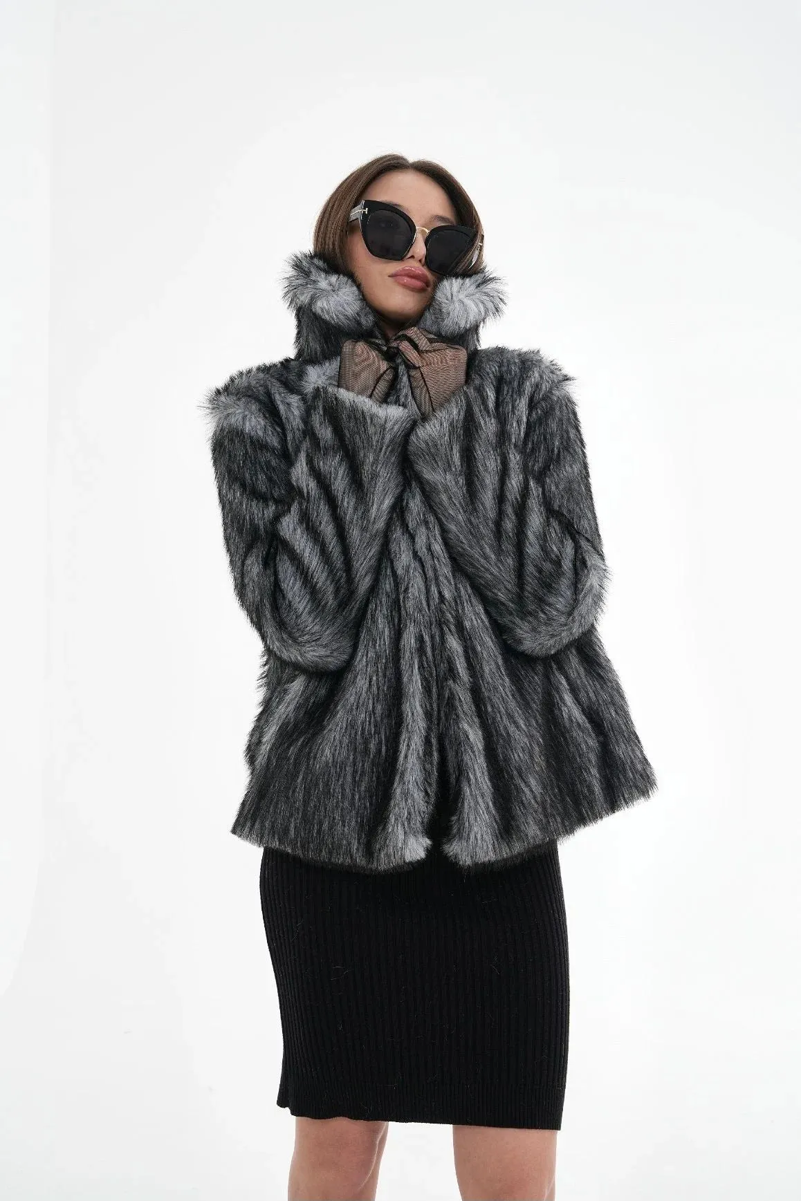 Textured Faux Fur Jacket