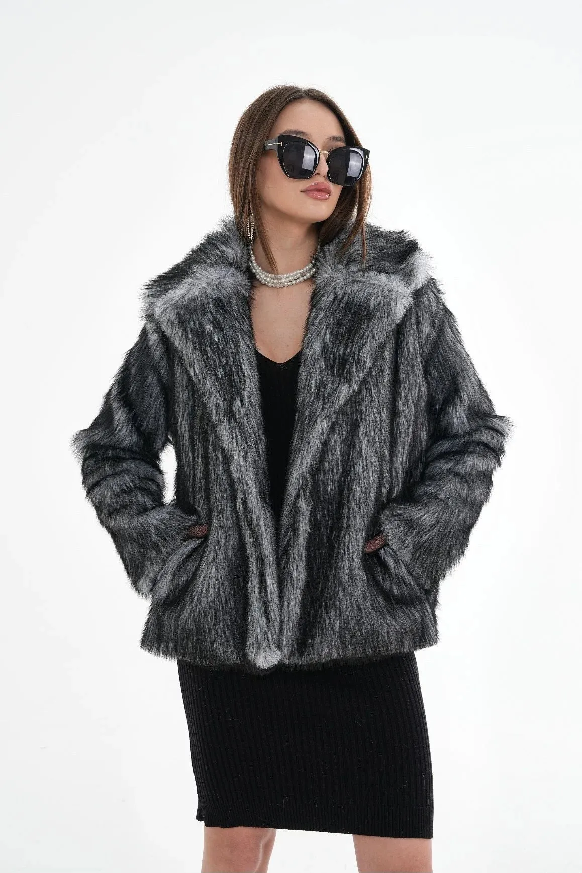 Textured Faux Fur Jacket
