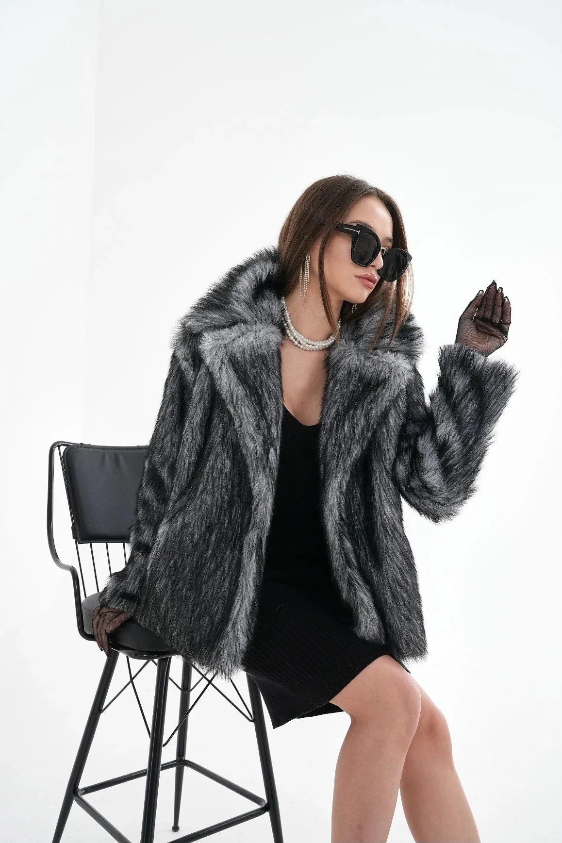 Textured Faux Fur Jacket