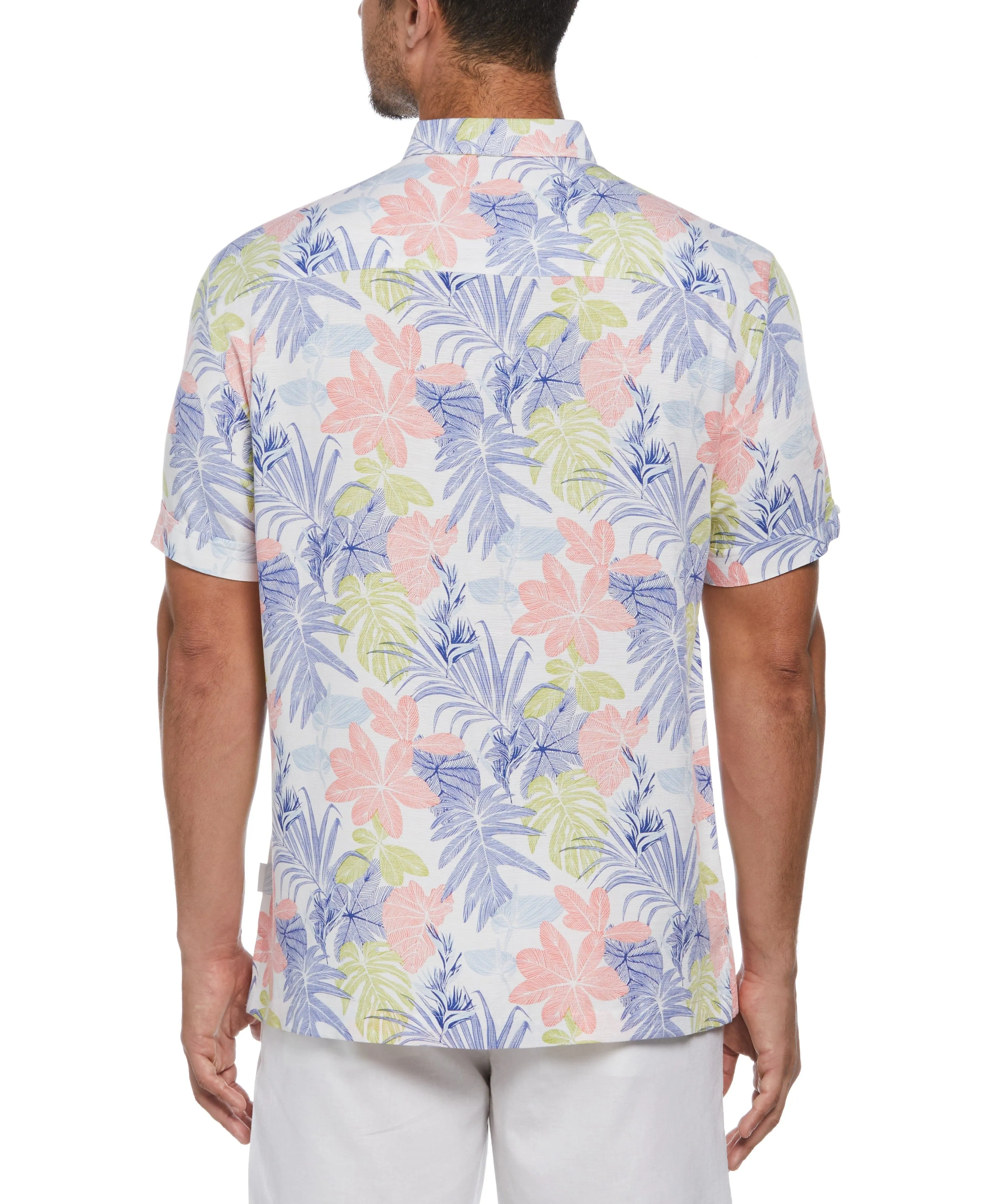 Textured Floral Leaf Print Shirt