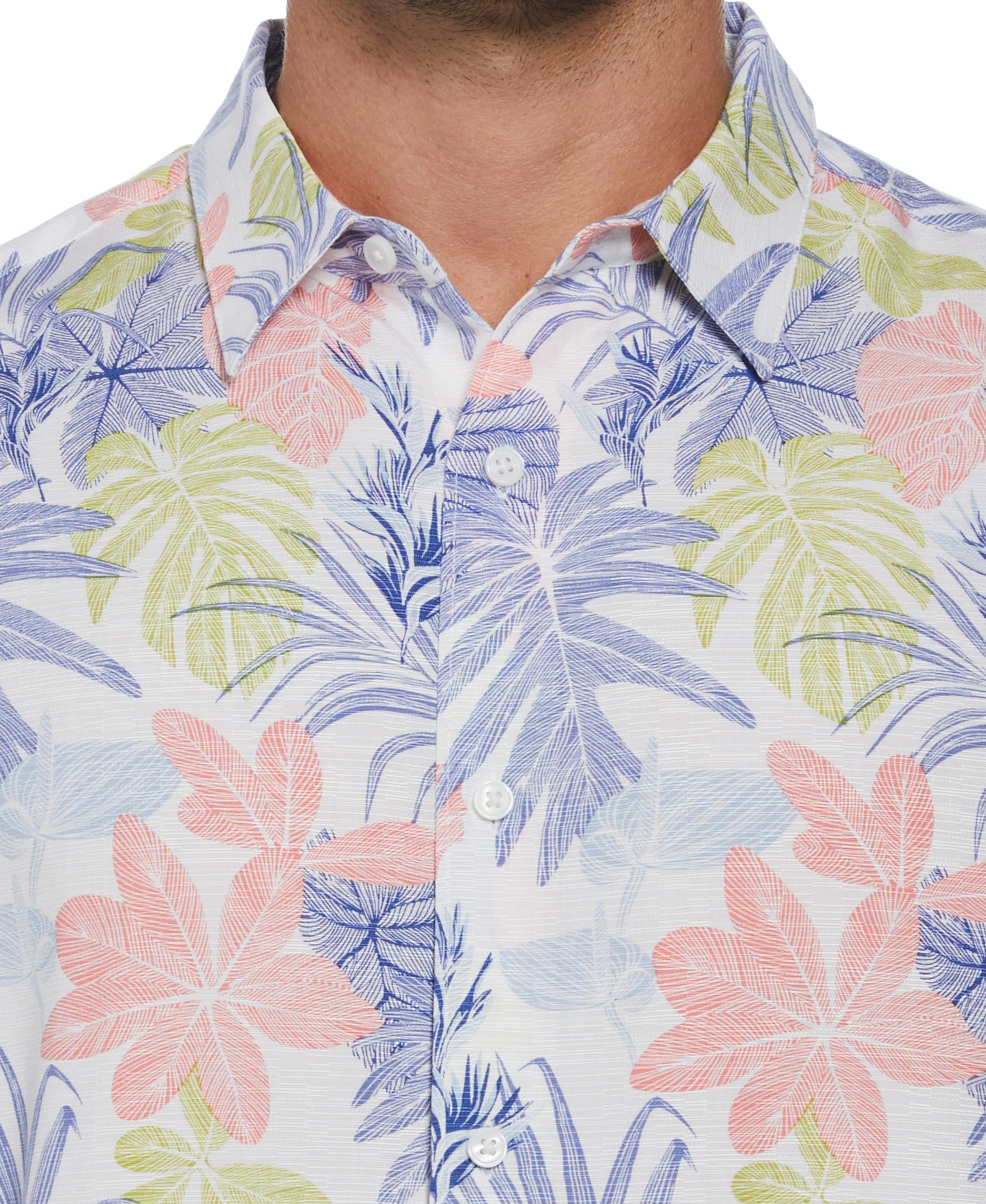 Textured Floral Leaf Print Shirt