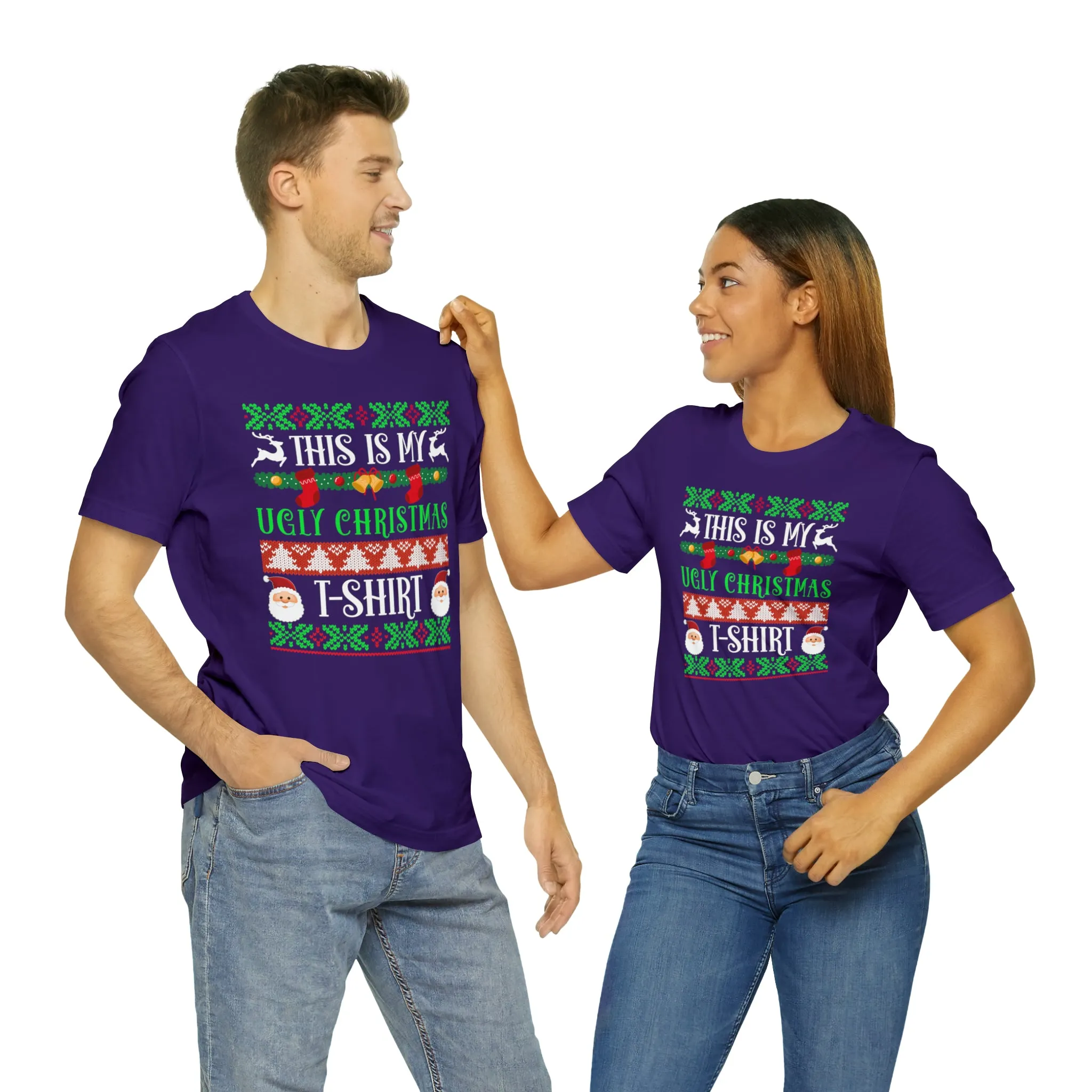 This is My Ugly Christmas T-Shirt | Funny XMas Tee |  Bella Canvas 3001 Unisex | Happy Holidays Short Sleeve Tshirt