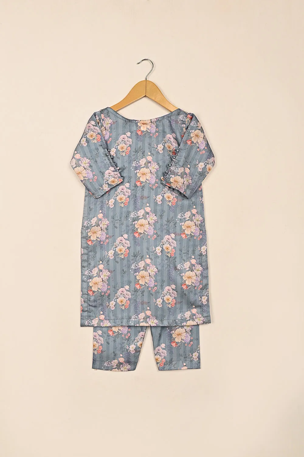TKF-244-Purple gray - Kids 2Pc Digital Silk Co-Ord Set