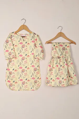 TKF-277-Cream - Kids 2Pc Ready to Wear Digital Printed CO-ORD Dress