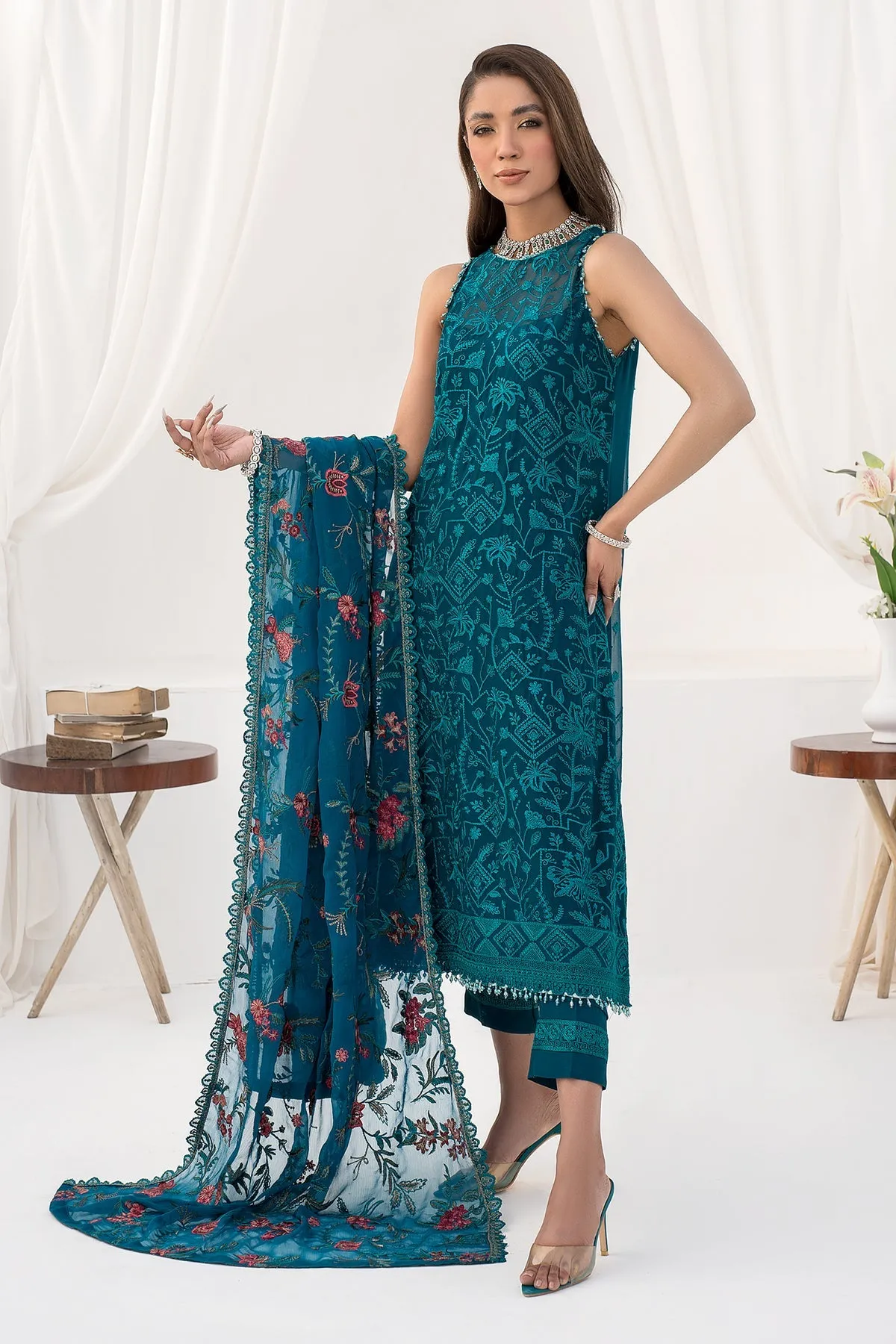 Traditional Pakistani Wedding Embroidered Kameez Trouser Dress