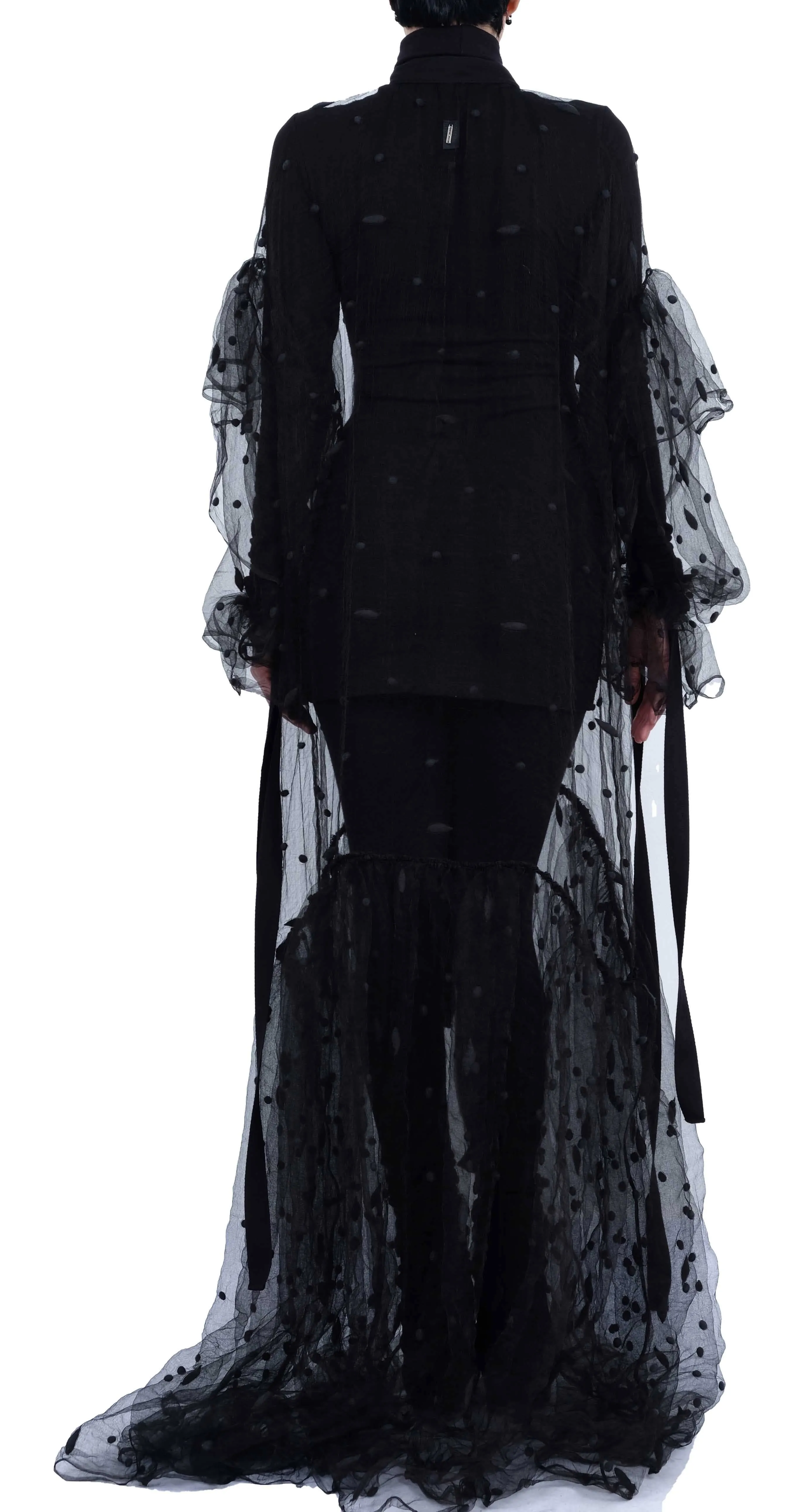 Transparent Silk Maxi Dress with Belle Sleeves