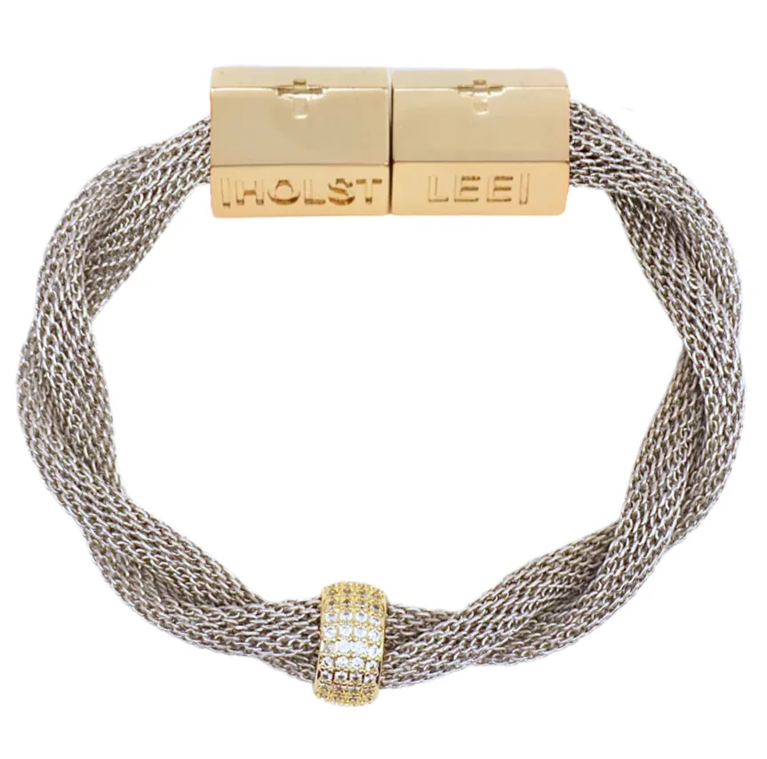 Twisted Mesh Bracelet Silver with Stone