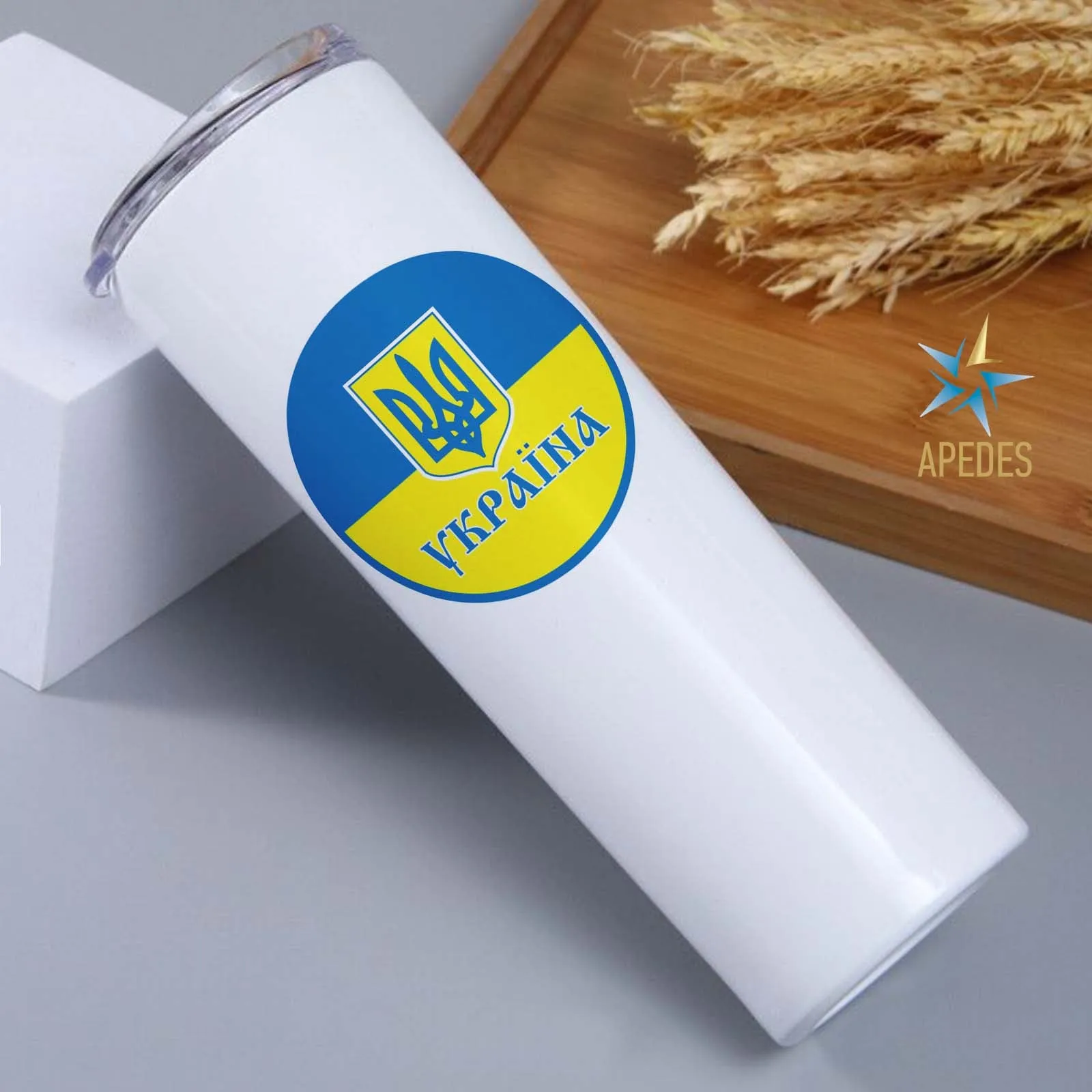 Ukraine Stainless Steel Skinny Tumbler 20 OZ