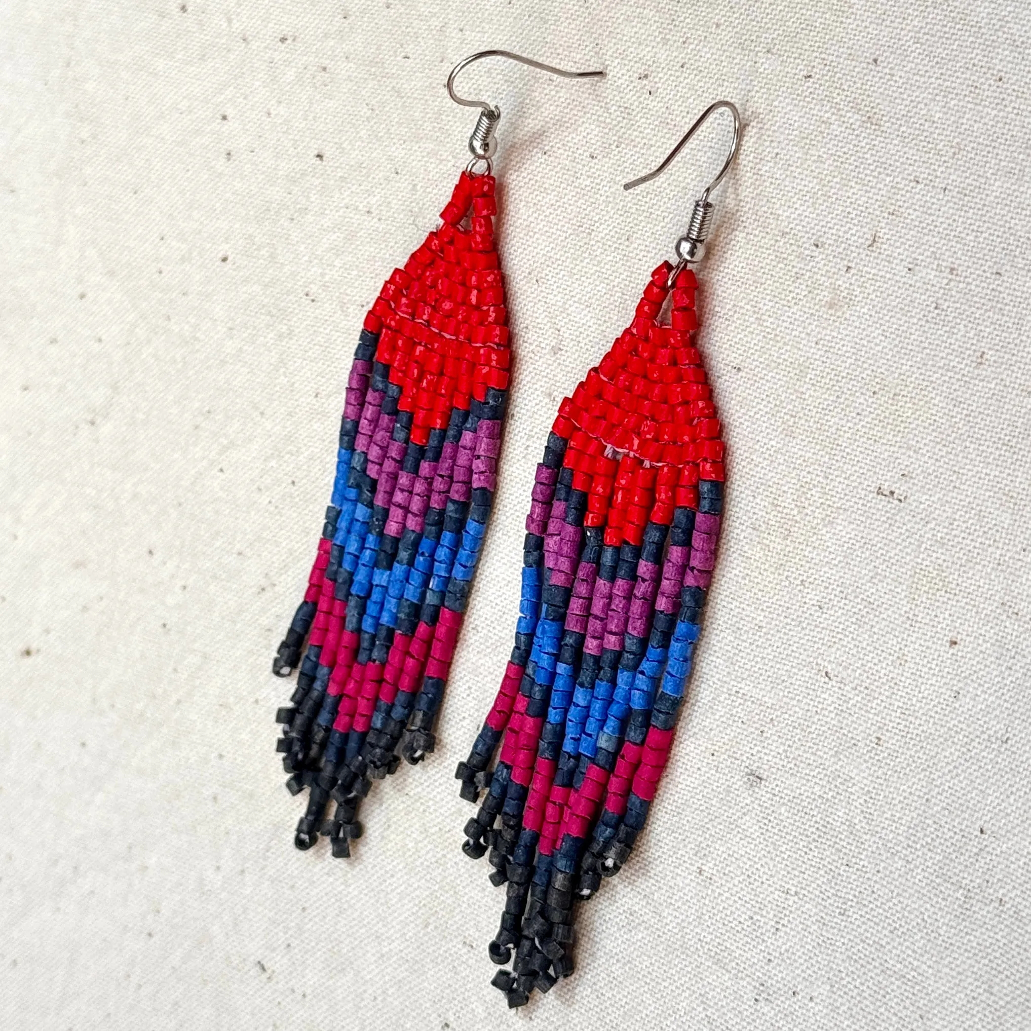 Ultra Lightweight Beaded Earrings in Layered Arrow Design