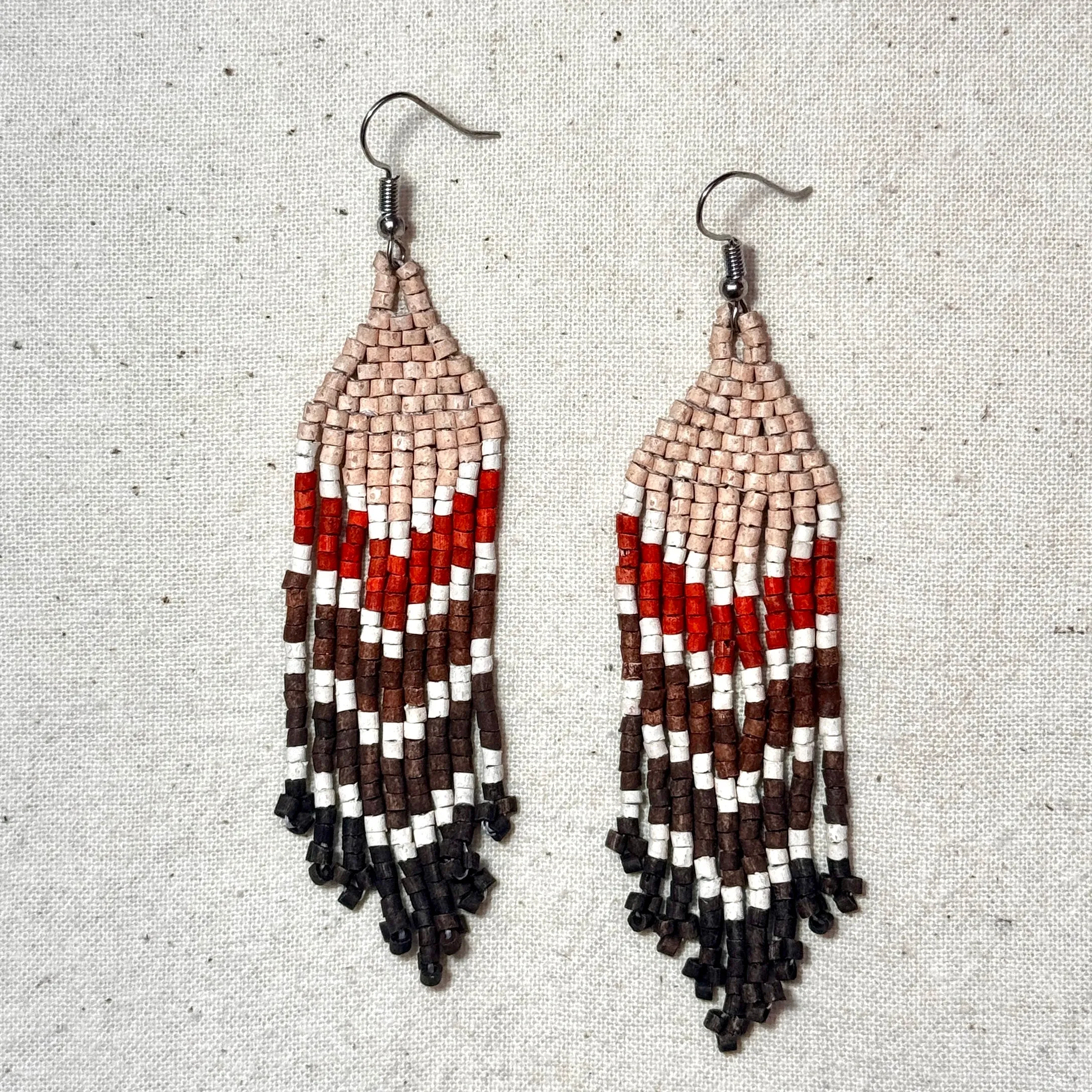 Ultra Lightweight Beaded Earrings in Layered Arrow Design
