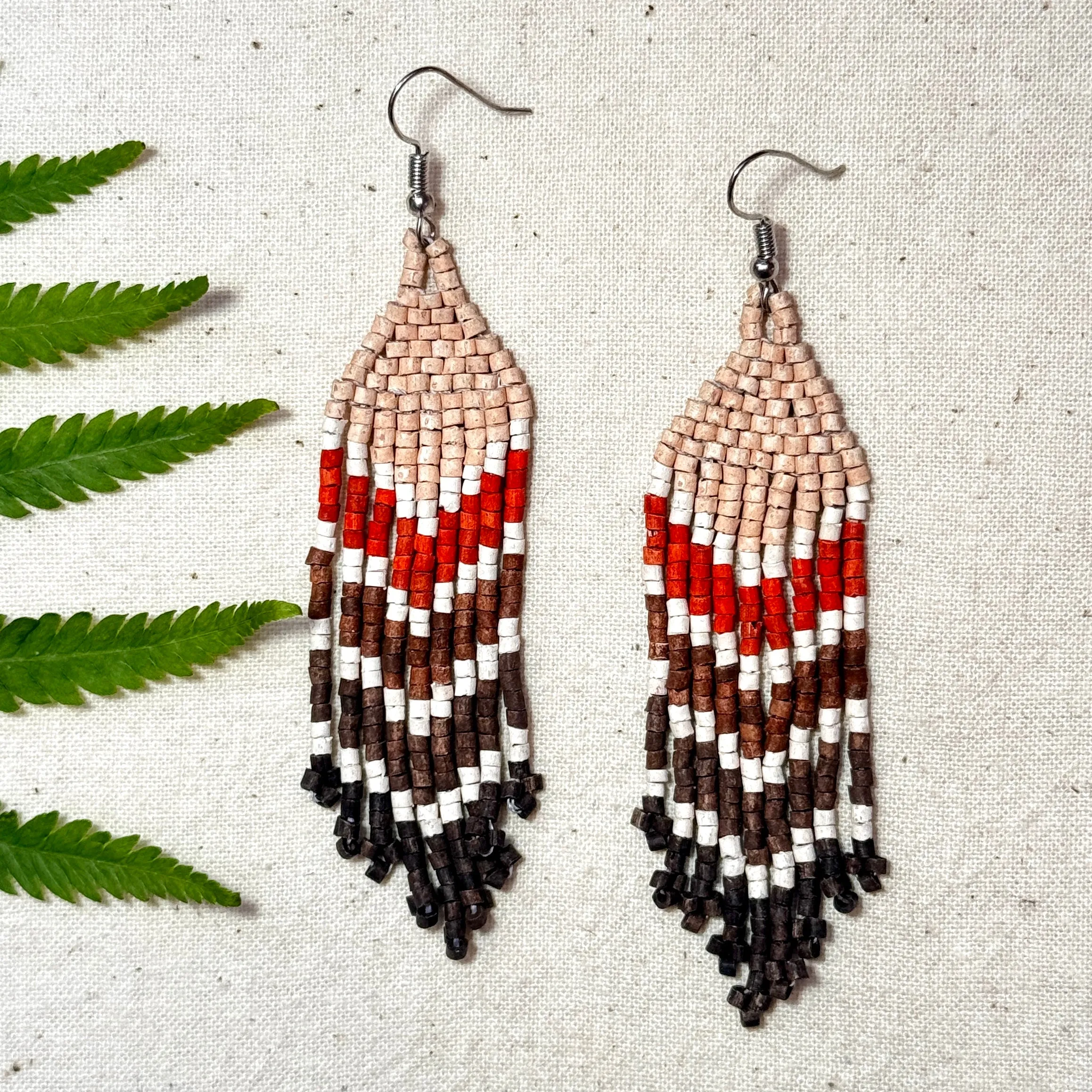 Ultra Lightweight Beaded Earrings in Layered Arrow Design