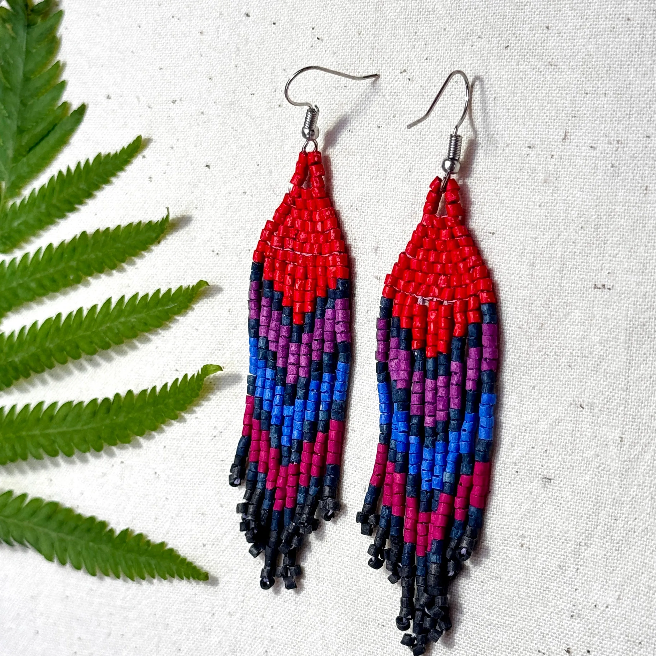 Ultra Lightweight Beaded Earrings in Layered Arrow Design