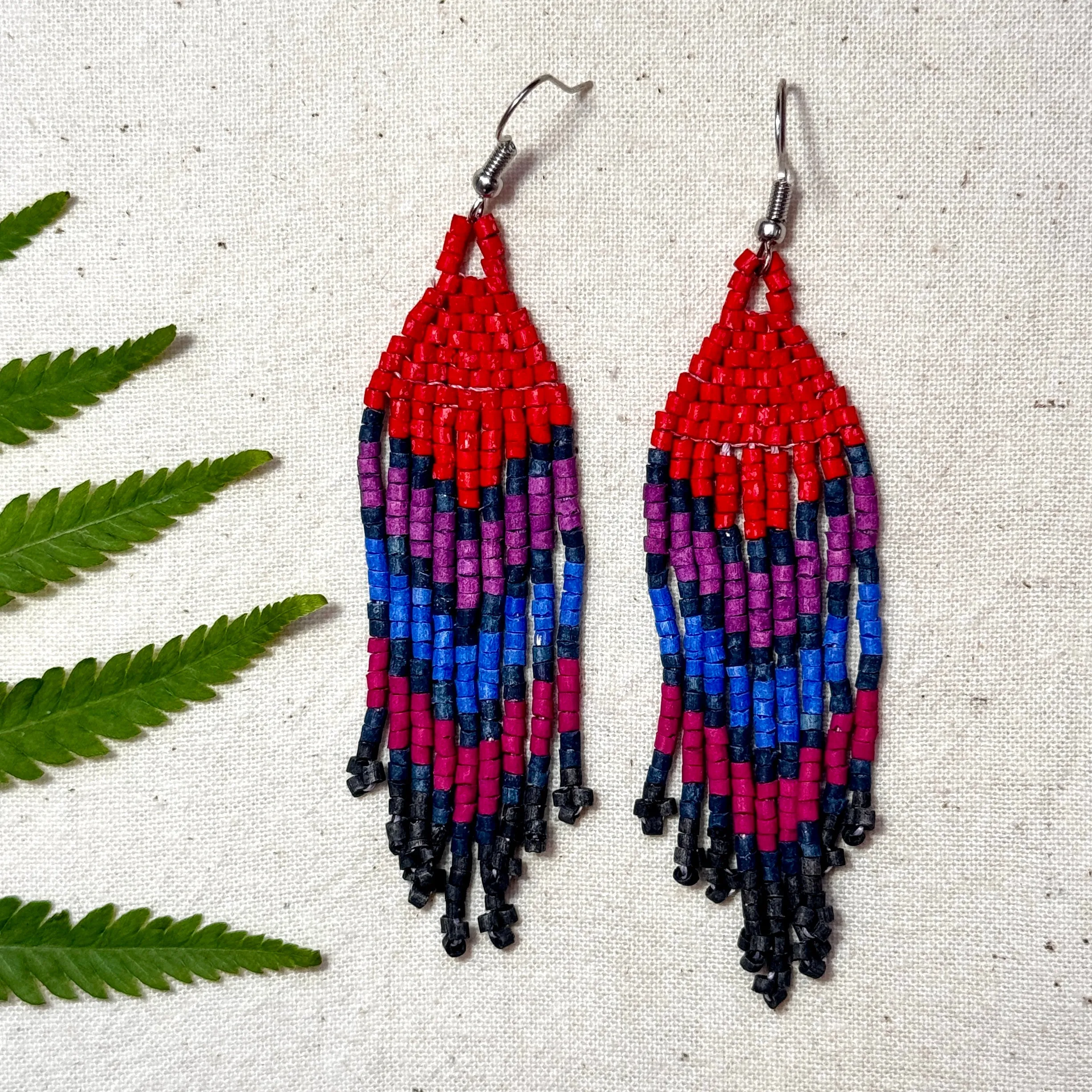 Ultra Lightweight Beaded Earrings in Layered Arrow Design