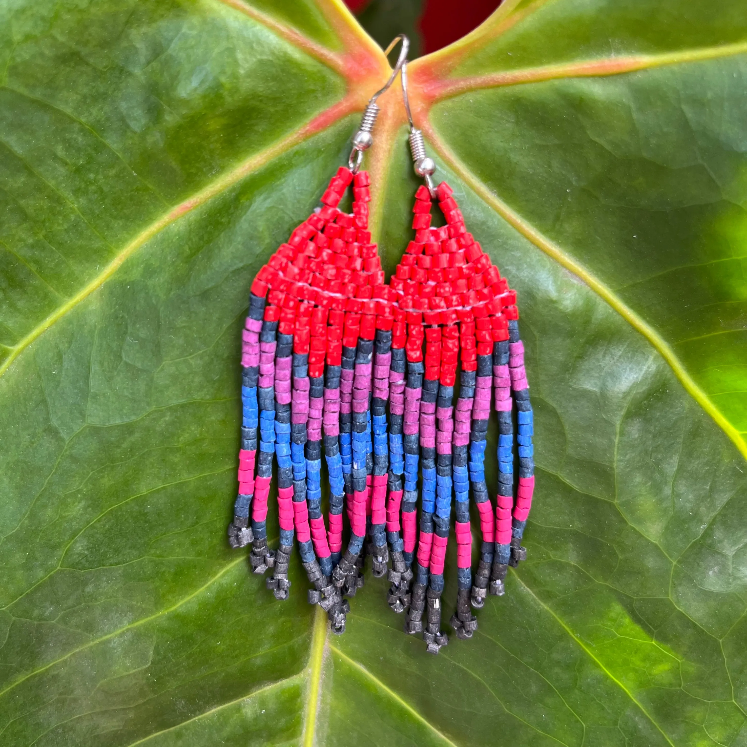 Ultra Lightweight Beaded Earrings in Layered Arrow Design