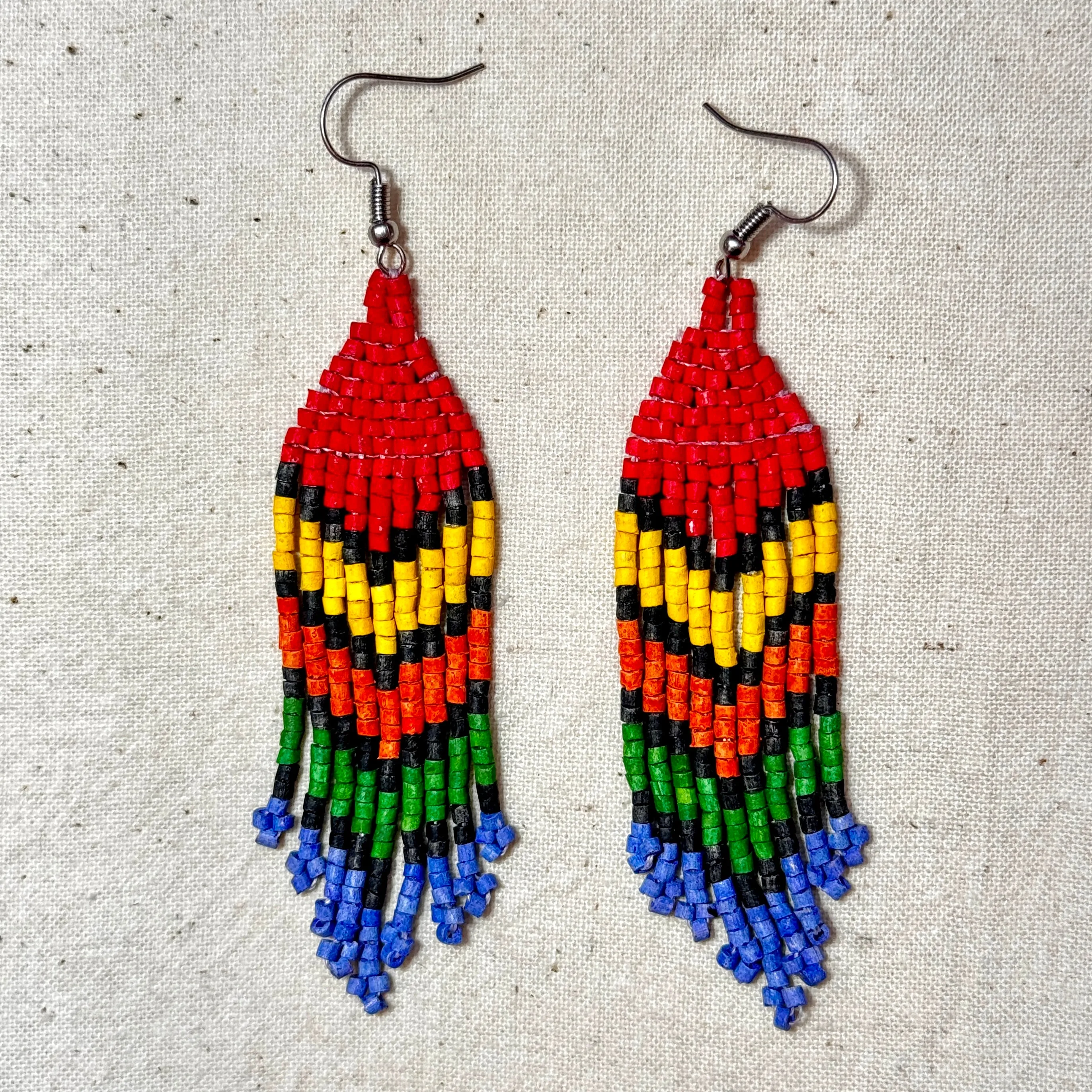 Ultra Lightweight Beaded Earrings in Layered Arrow Design