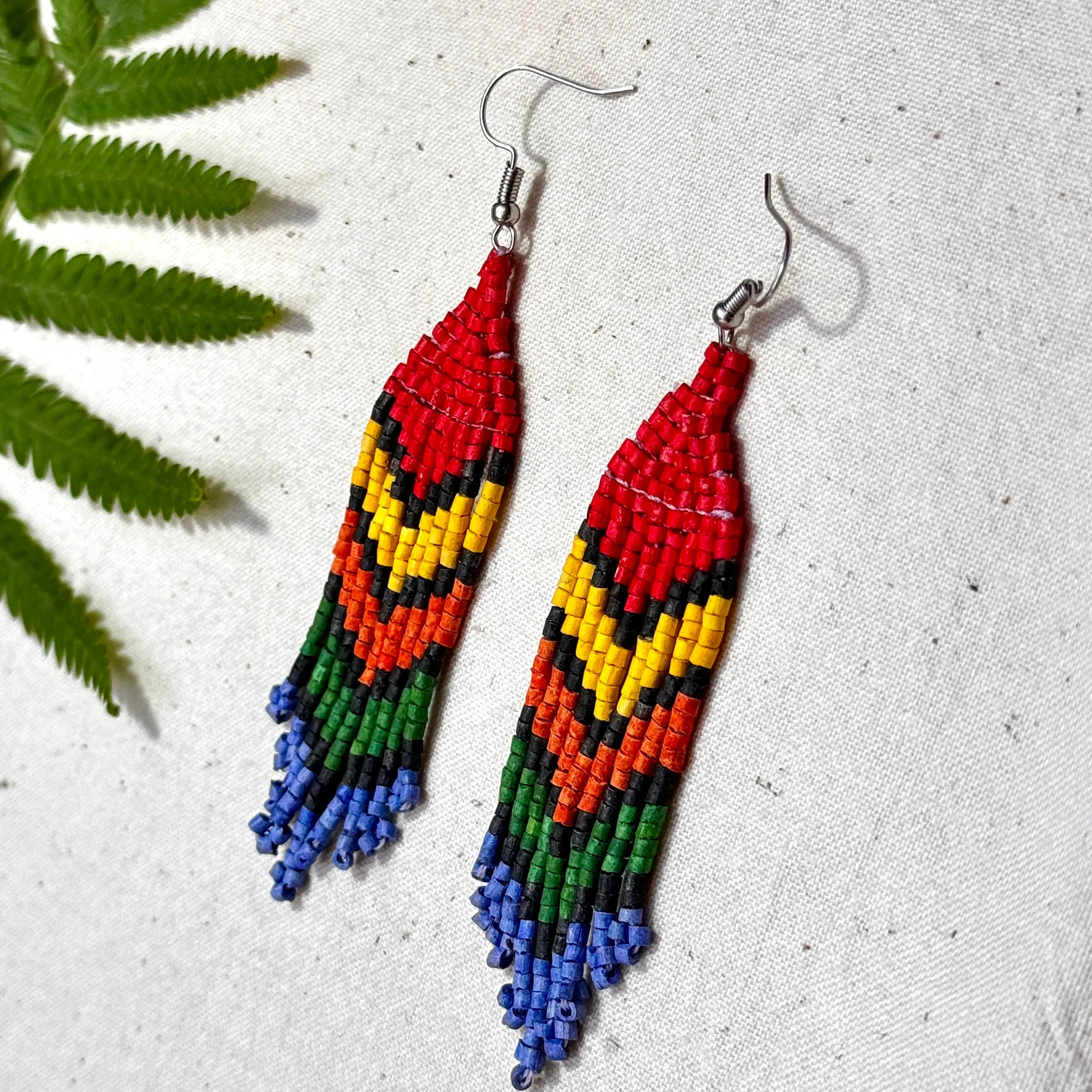 Ultra Lightweight Beaded Earrings in Layered Arrow Design