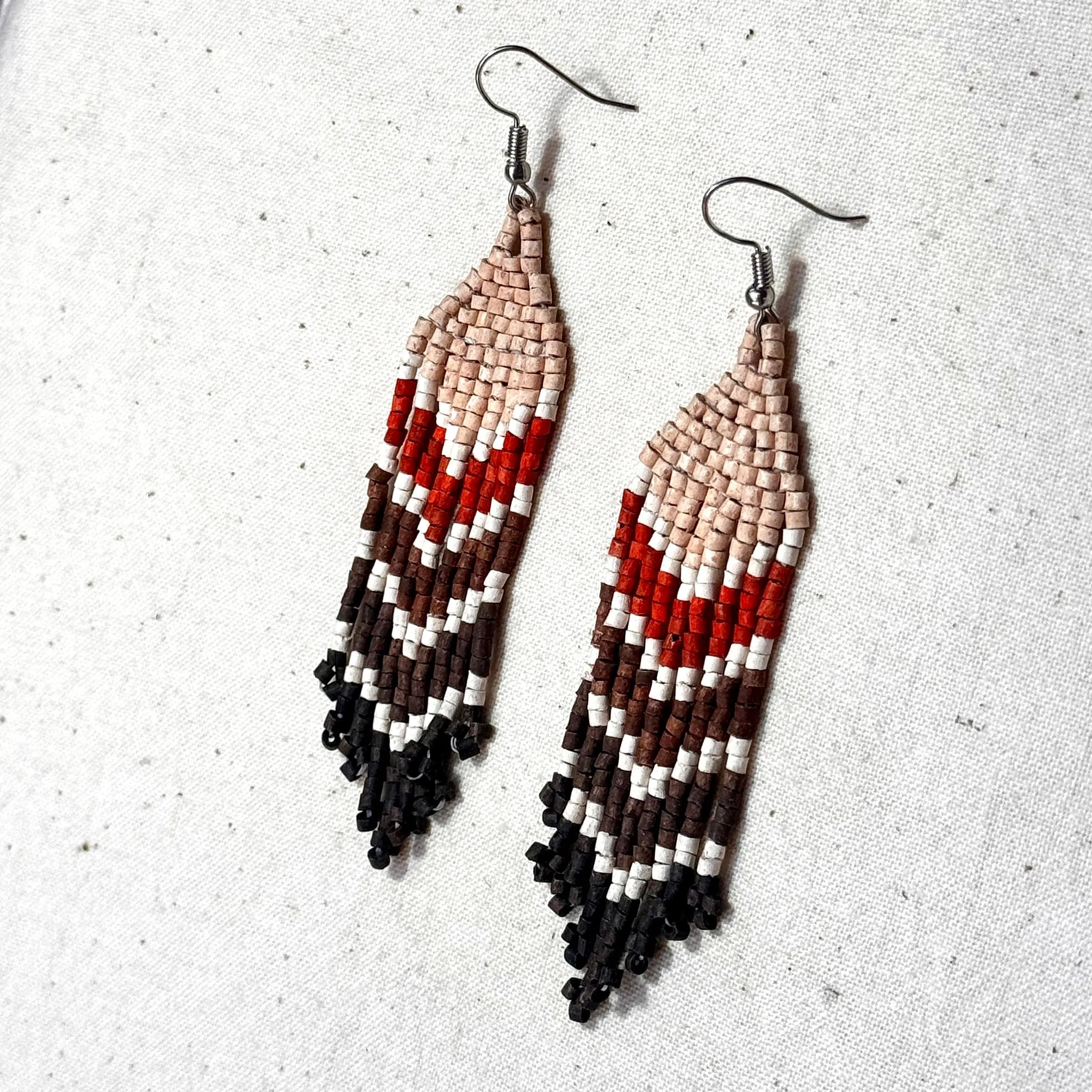 Ultra Lightweight Beaded Earrings in Layered Arrow Design