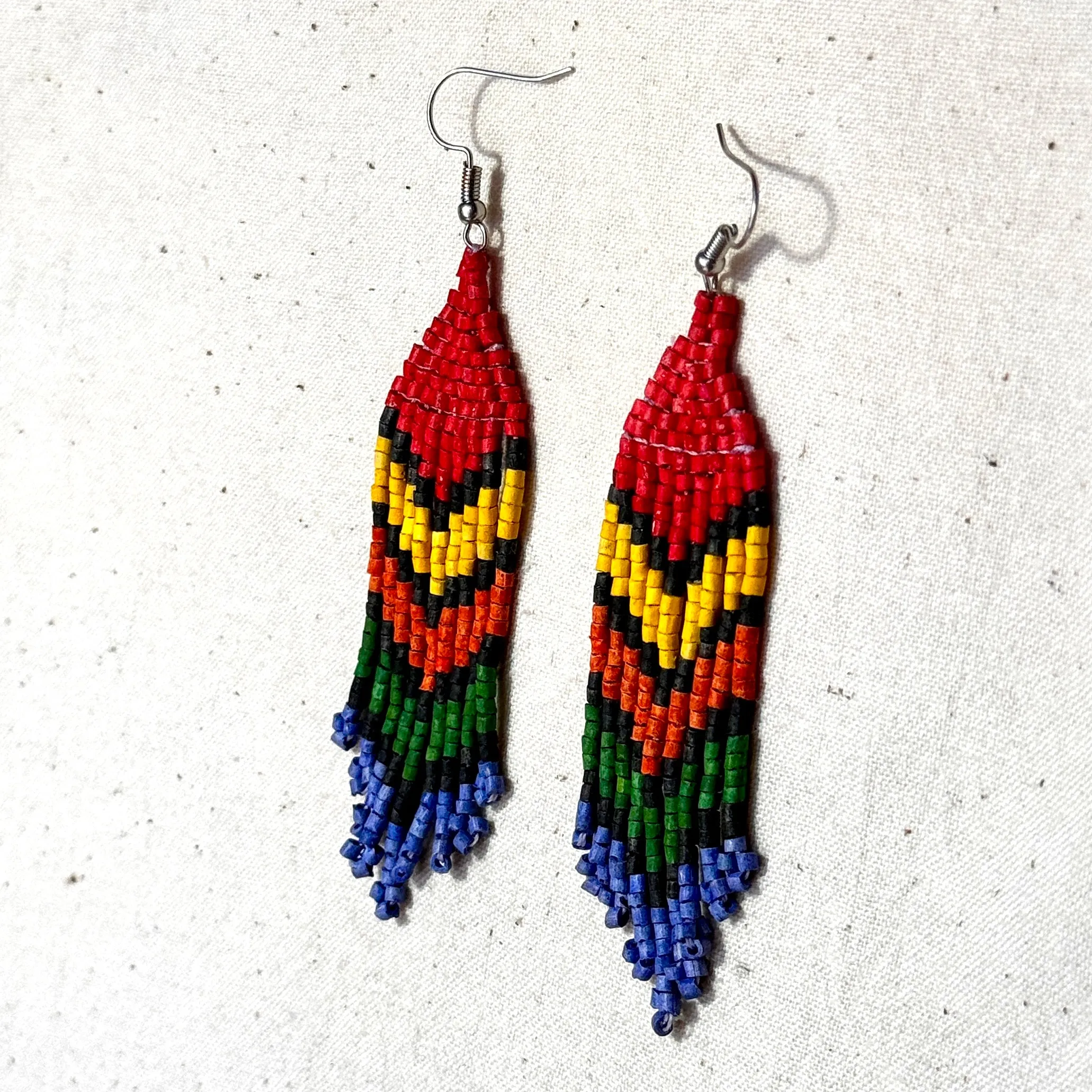 Ultra Lightweight Beaded Earrings in Layered Arrow Design