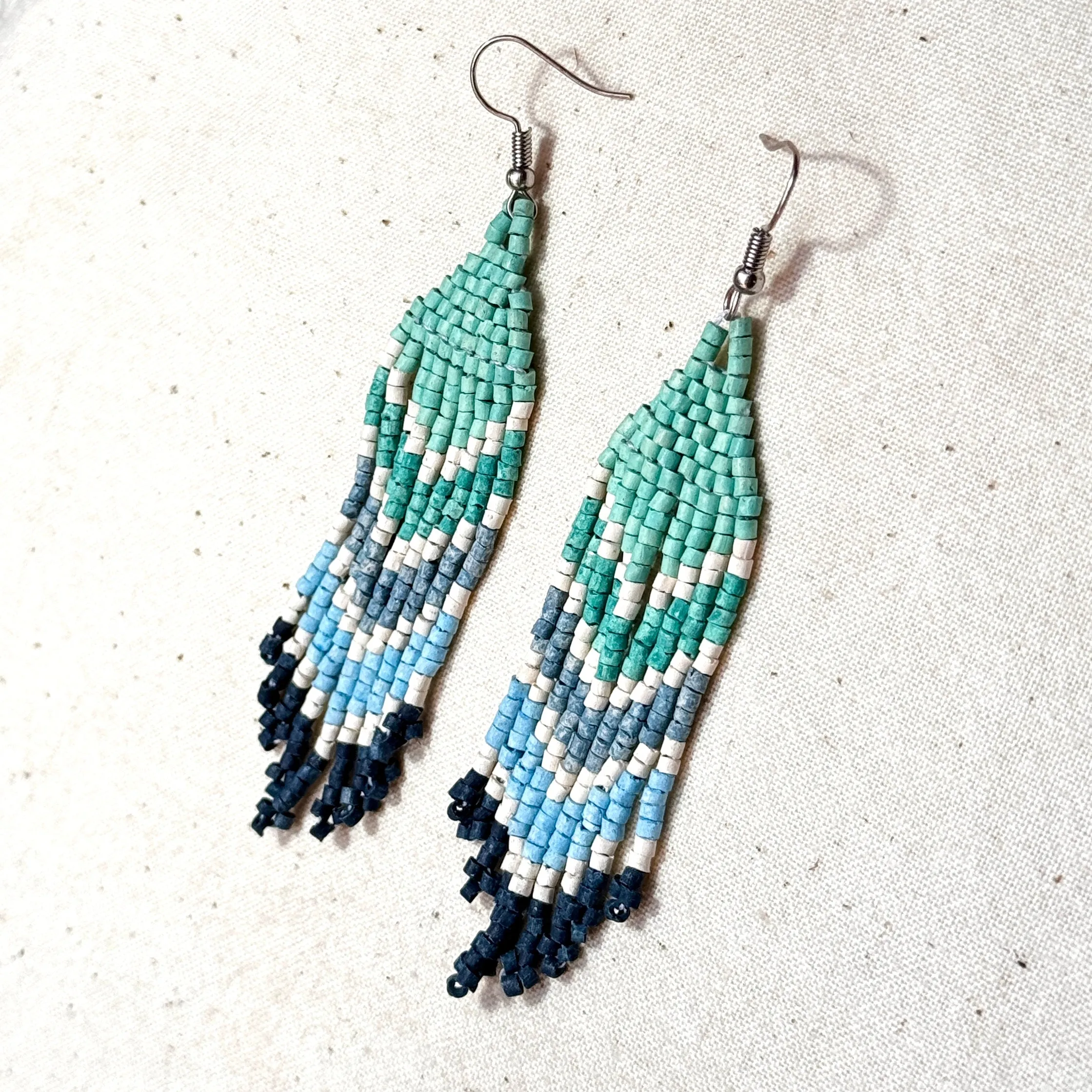 Ultra Lightweight Beaded Earrings in Layered Arrow Design