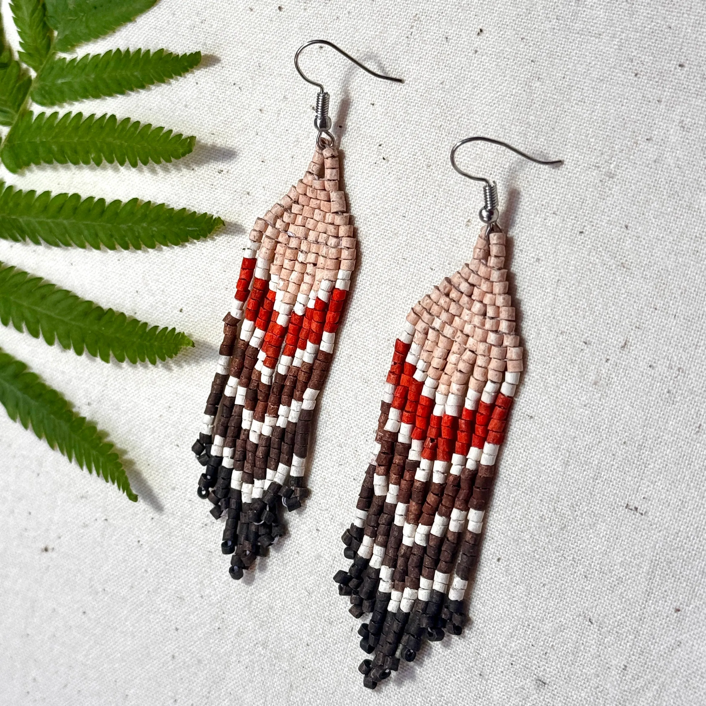 Ultra Lightweight Beaded Earrings in Layered Arrow Design