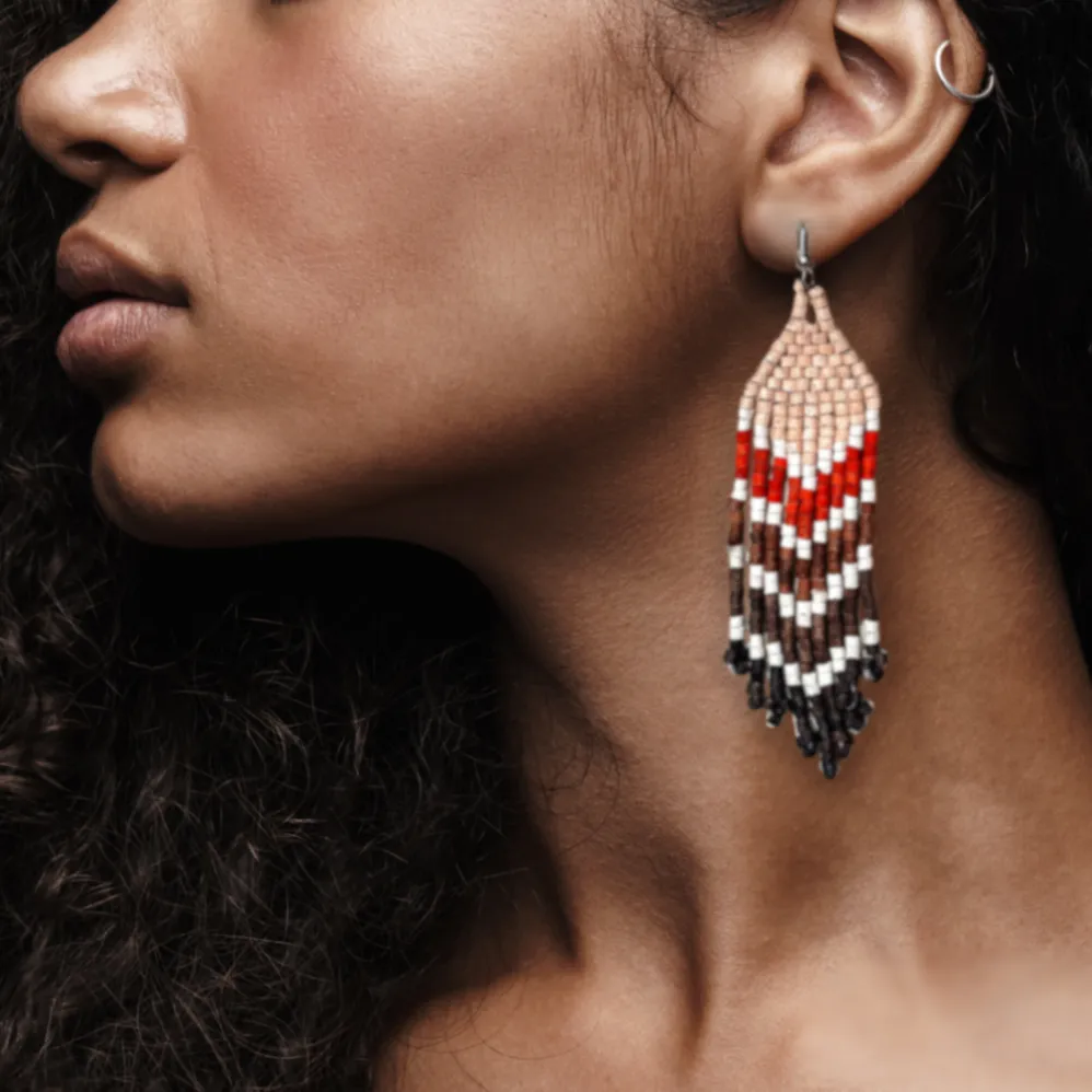 Ultra Lightweight Beaded Earrings in Layered Arrow Design