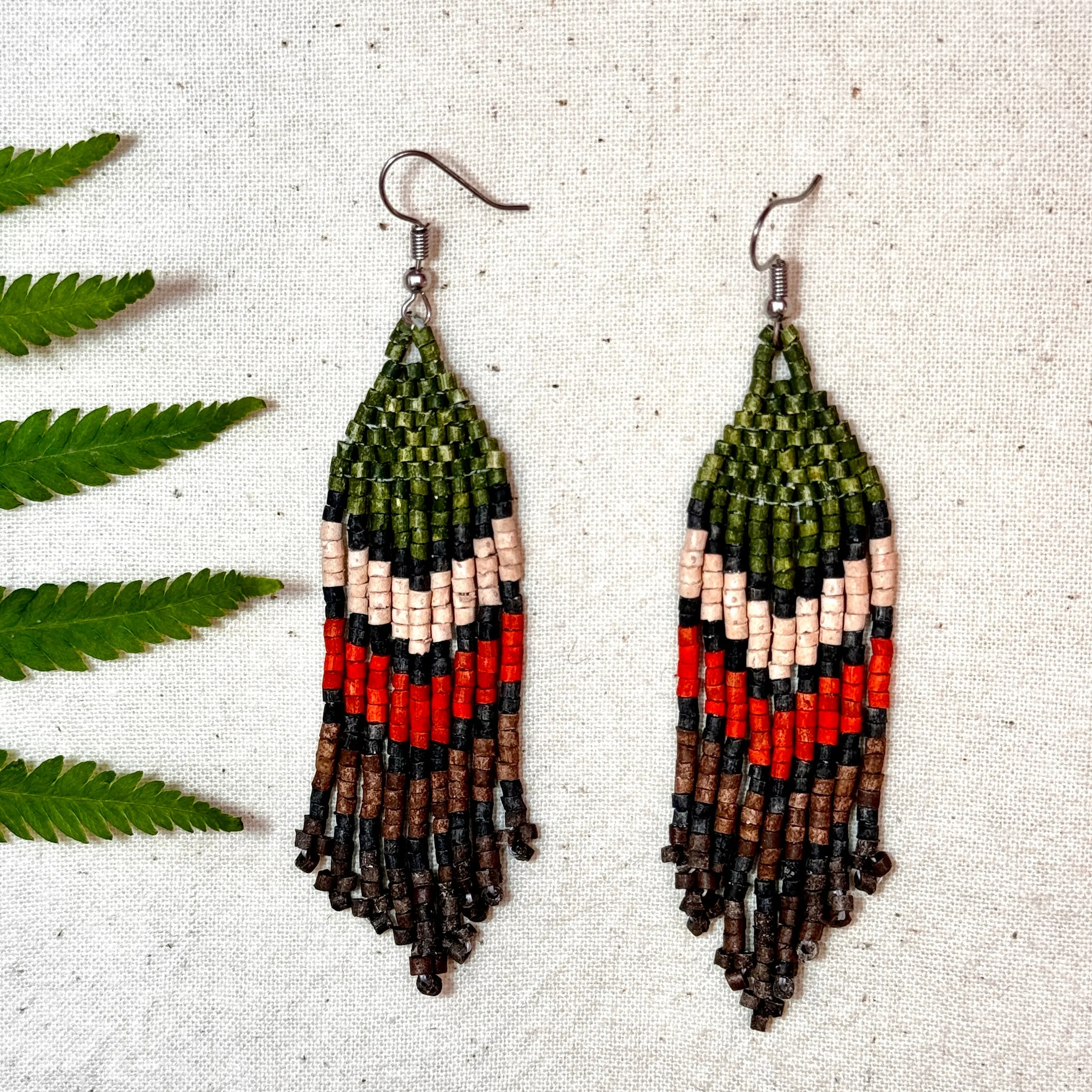 Ultra Lightweight Beaded Earrings in Layered Arrow Design