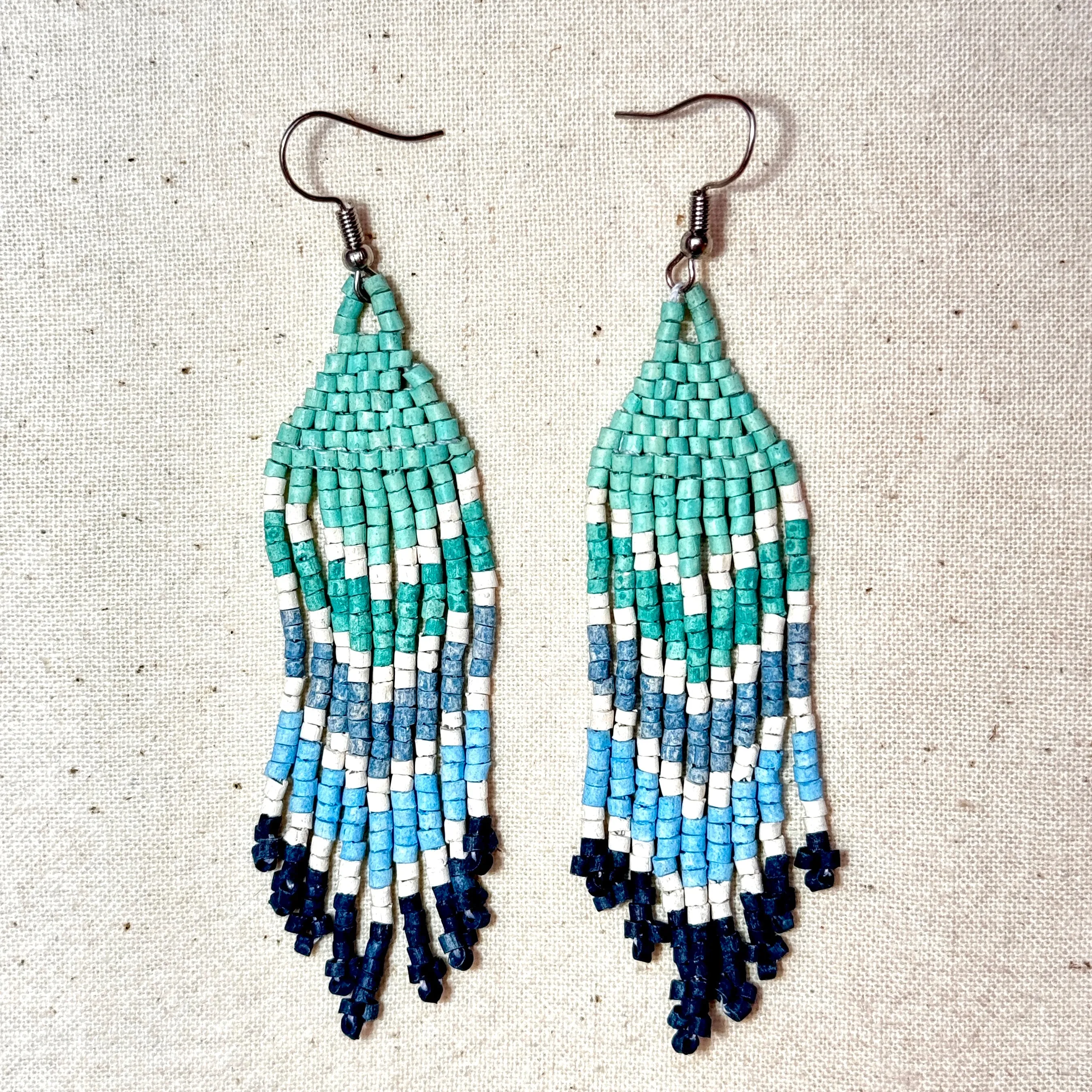 Ultra Lightweight Beaded Earrings in Layered Arrow Design