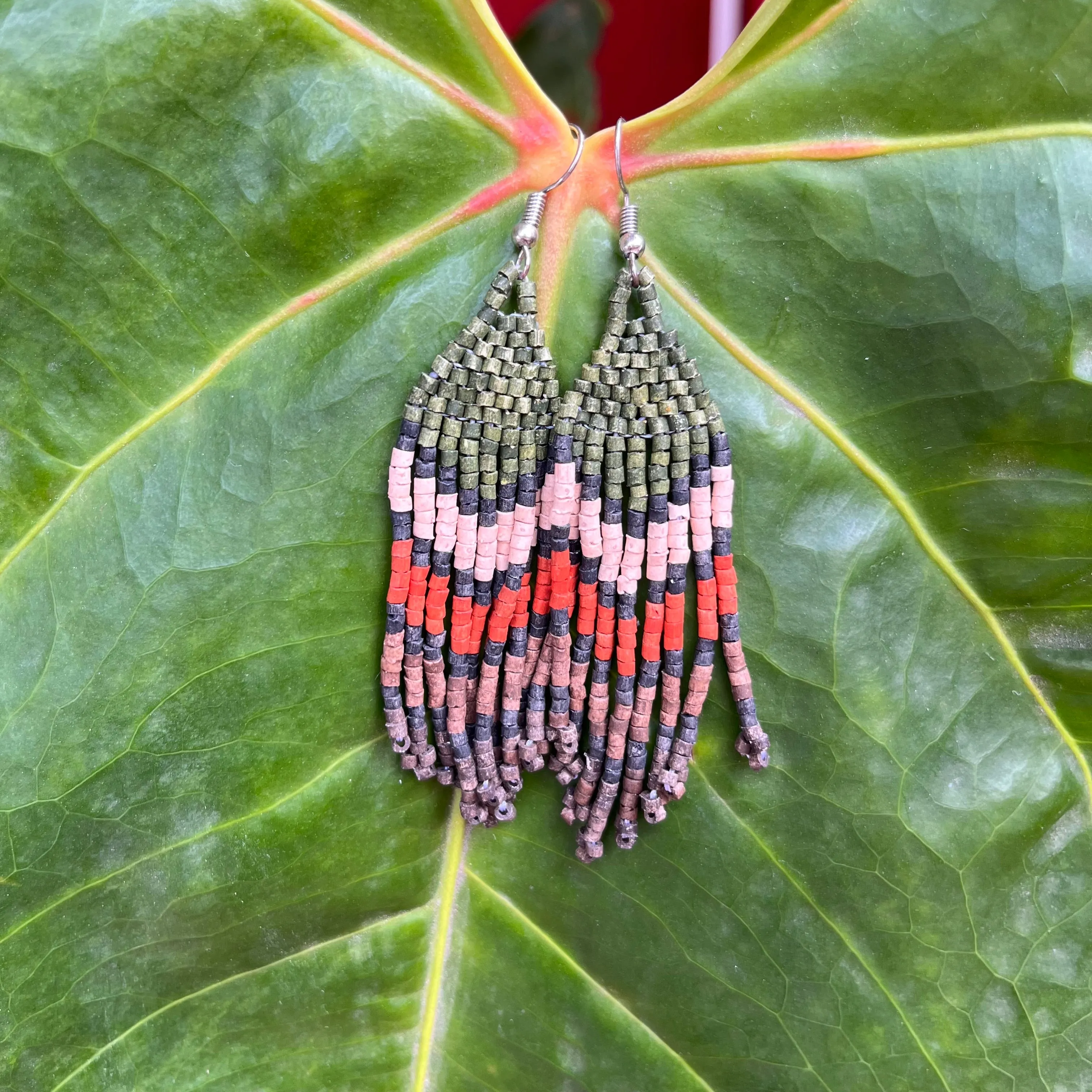 Ultra Lightweight Beaded Earrings in Layered Arrow Design