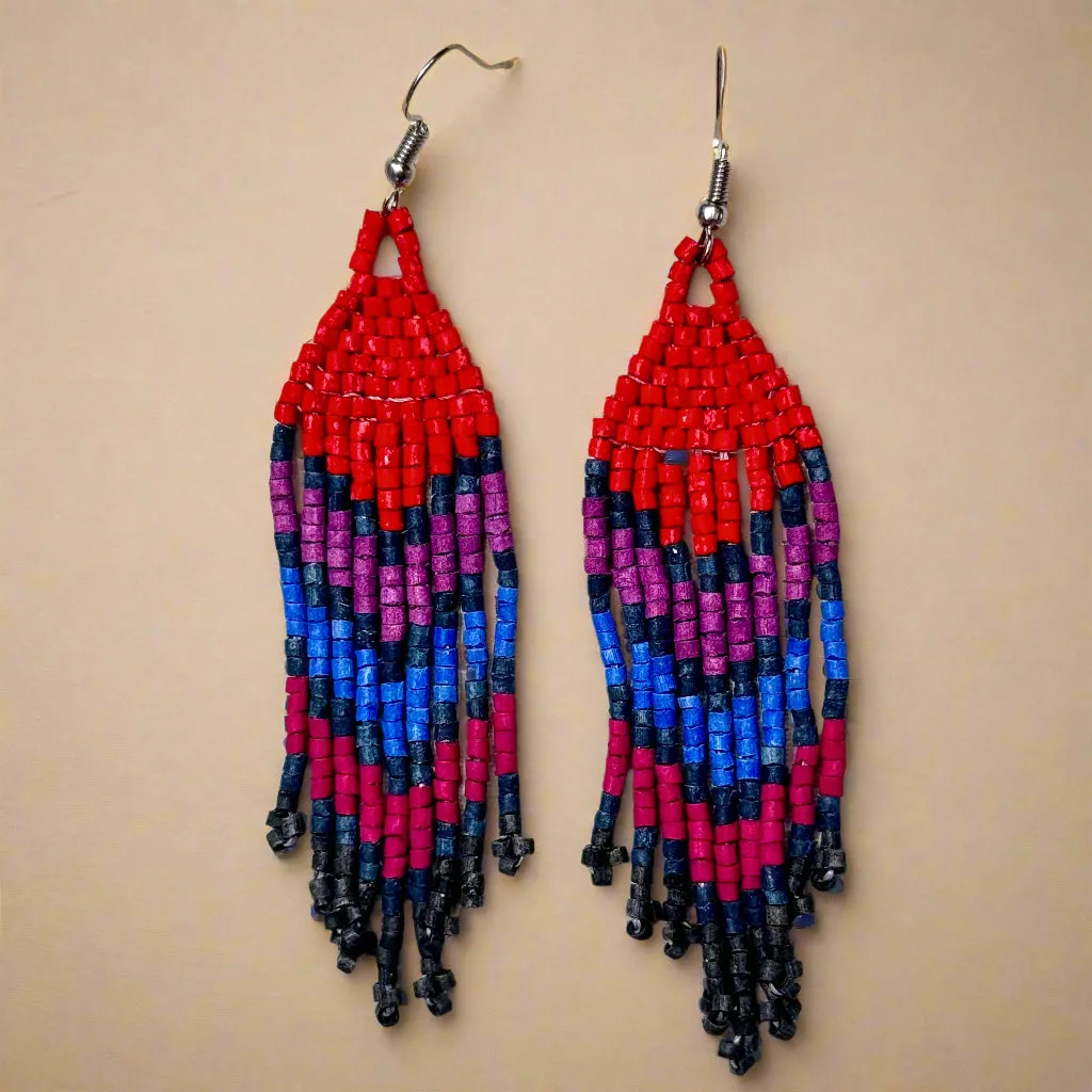 Ultra Lightweight Beaded Earrings in Layered Arrow Design